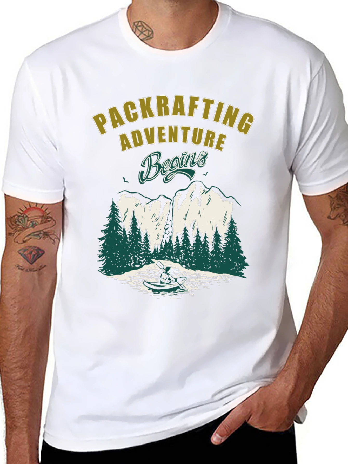 Black Packrafting Adventure Begins Black T-Shirt view 8