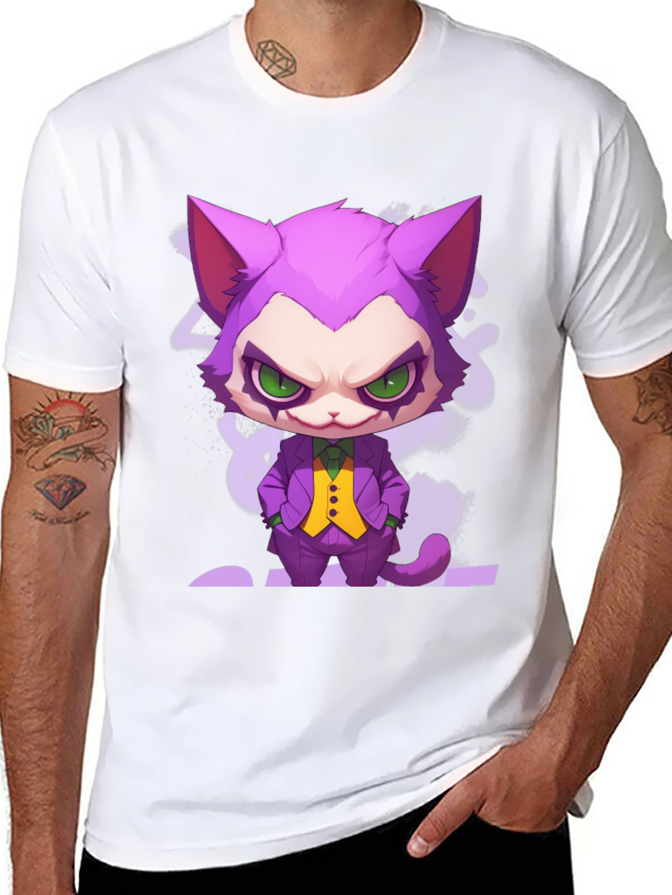 Black Cat Joker Graphic T-Shirt - Unique Design view 8