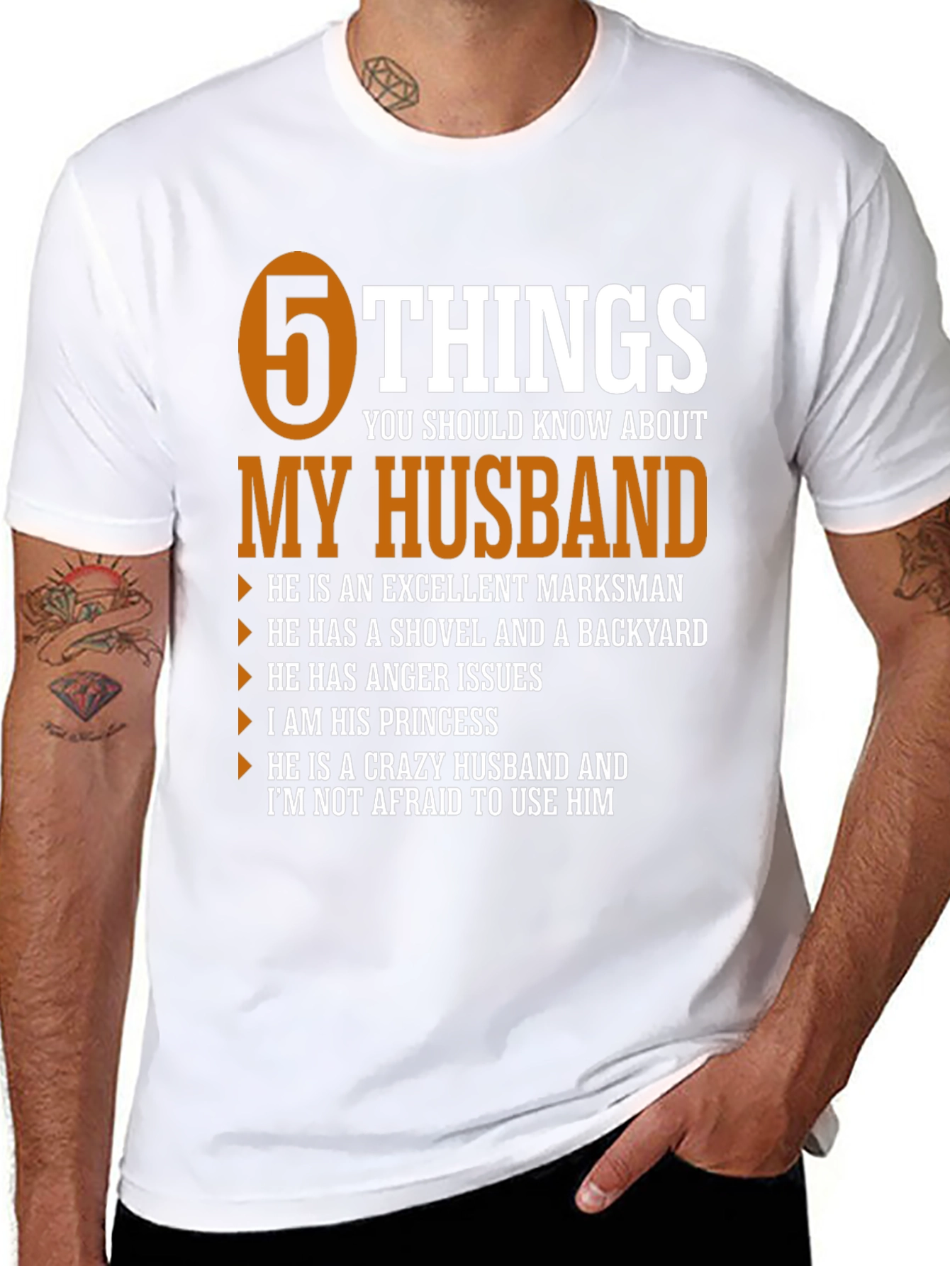 Black 5 Things My Husband T-Shirt view 8