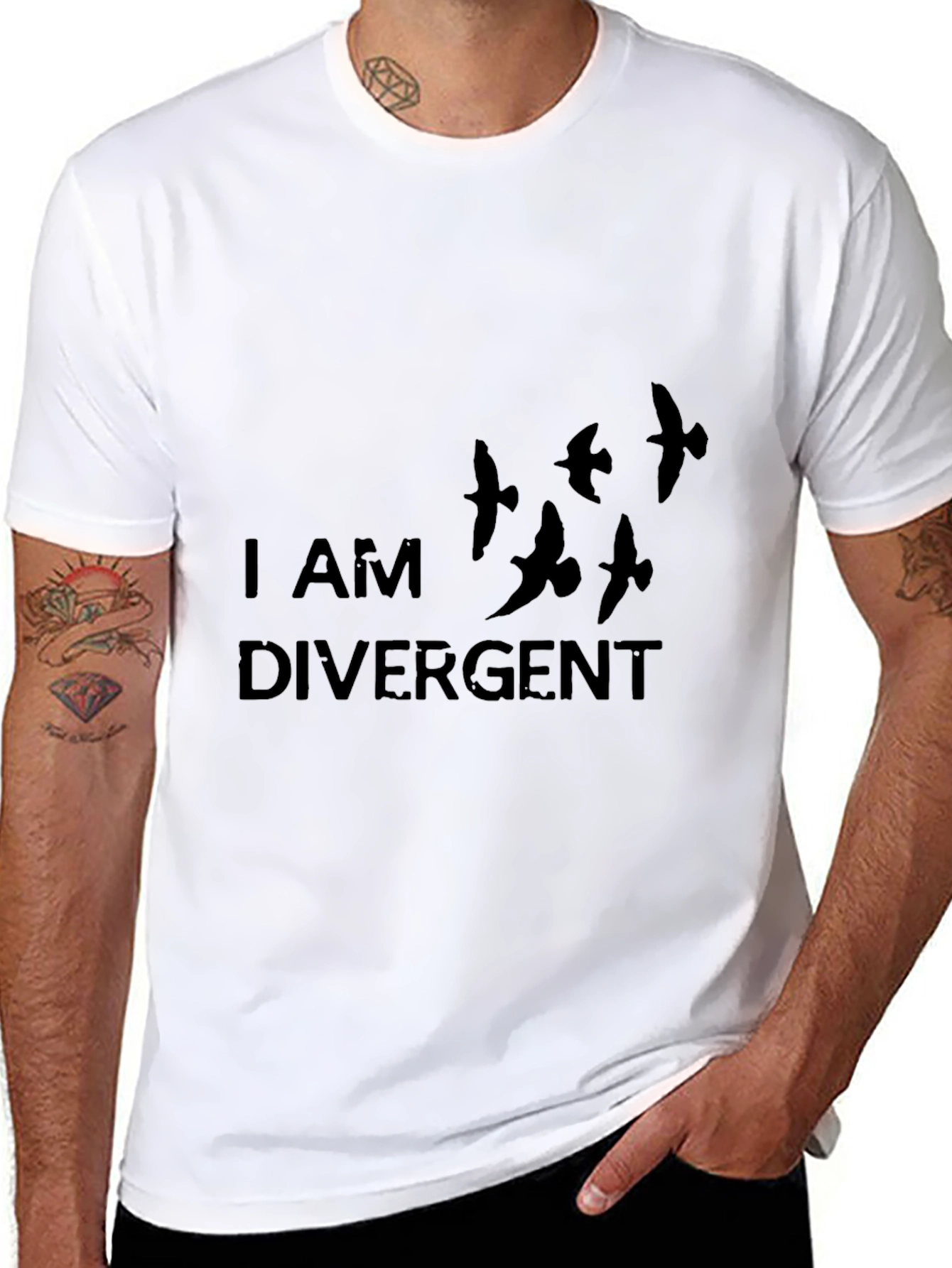 Black I AM DIVERGENT Black T-Shirt view 8
