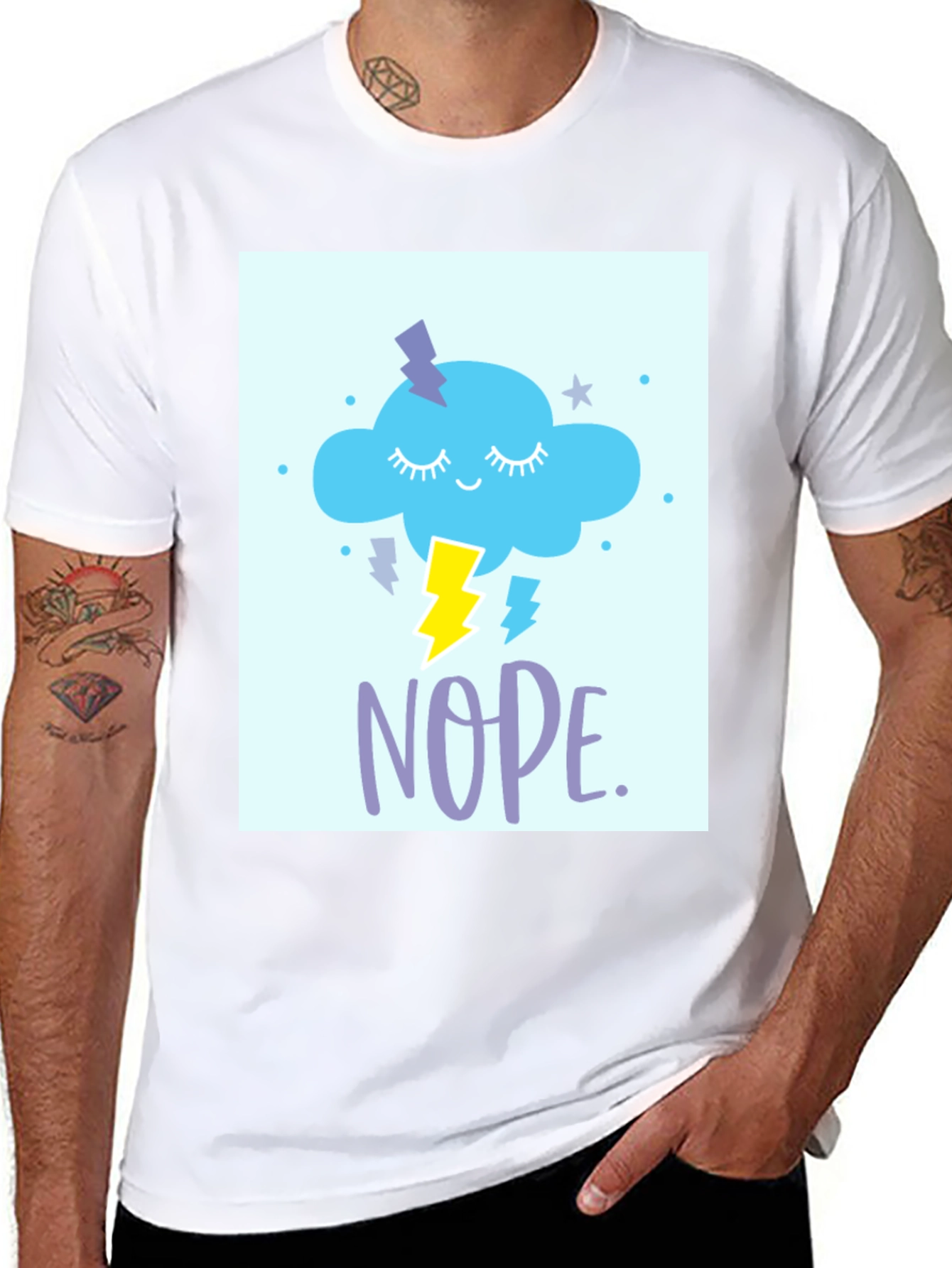 Black Nope Cloud T-Shirt - Weather Humor Tee view 8