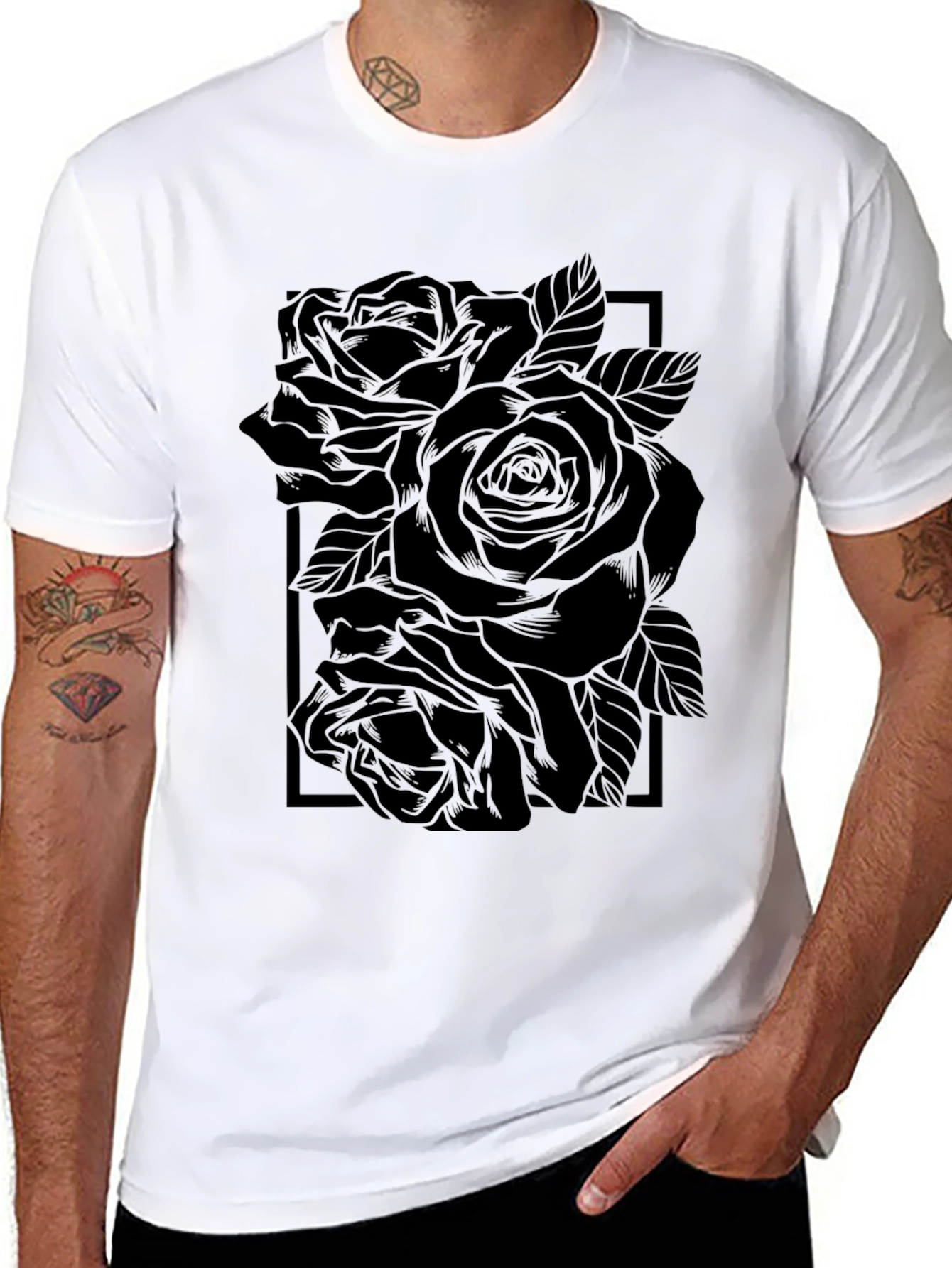 Black Black Rose Graphic Tee - Men's Fashion view 8