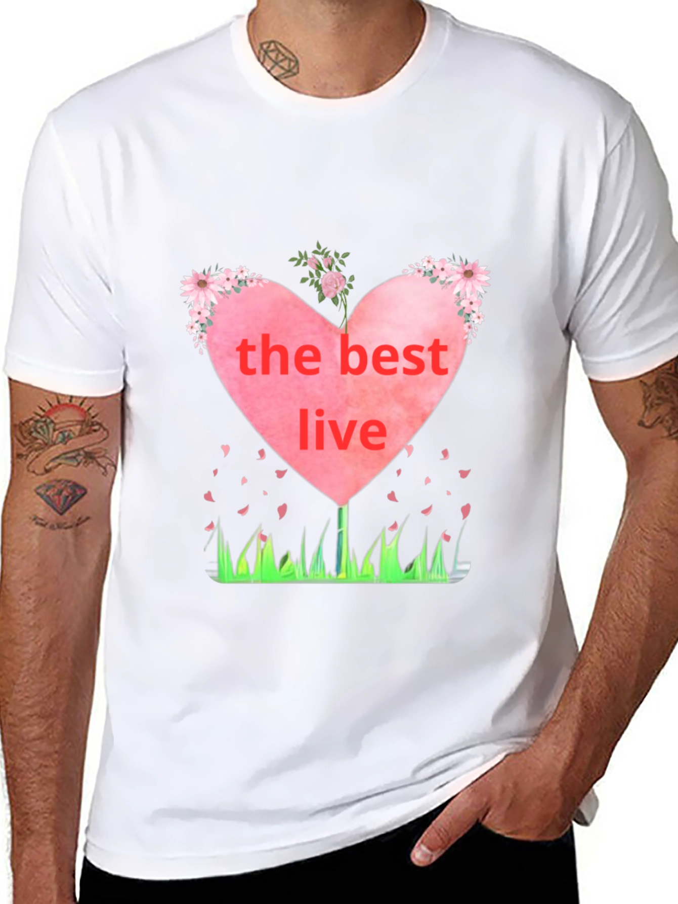 Black The Best Live Heart Graphic Black T-Shirt view 8