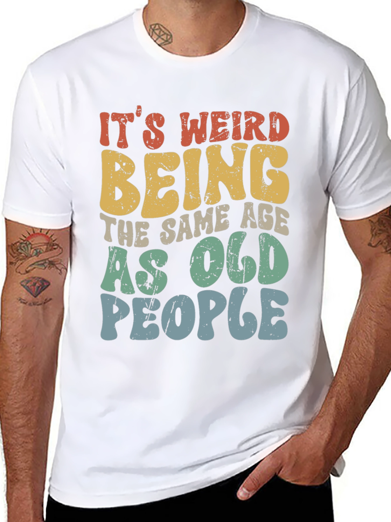 Black Funny It's Weird Being the Same Age as Old People T-Shirt view 8
