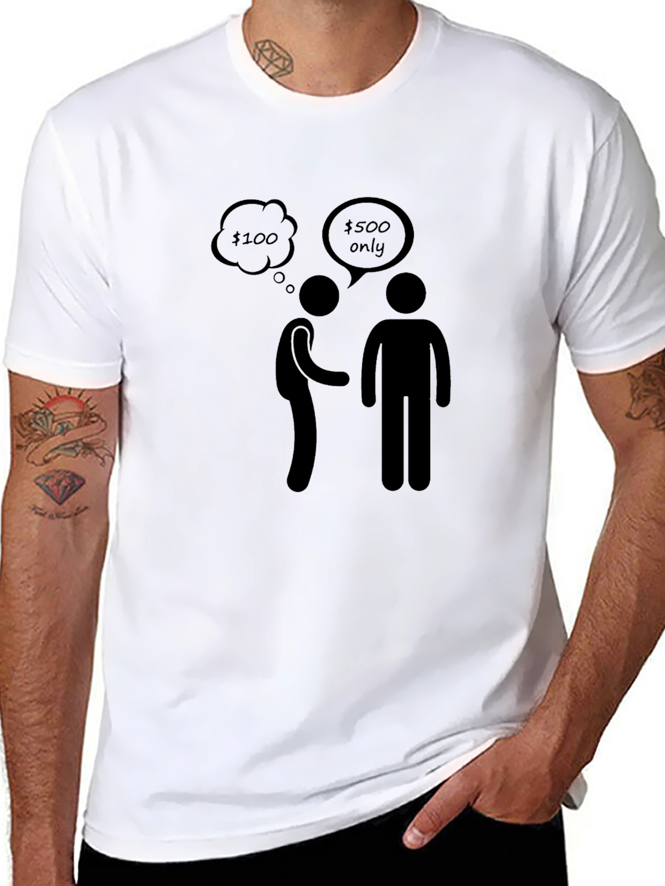 Black Humorous Stick Figure Money T-Shirt view 8