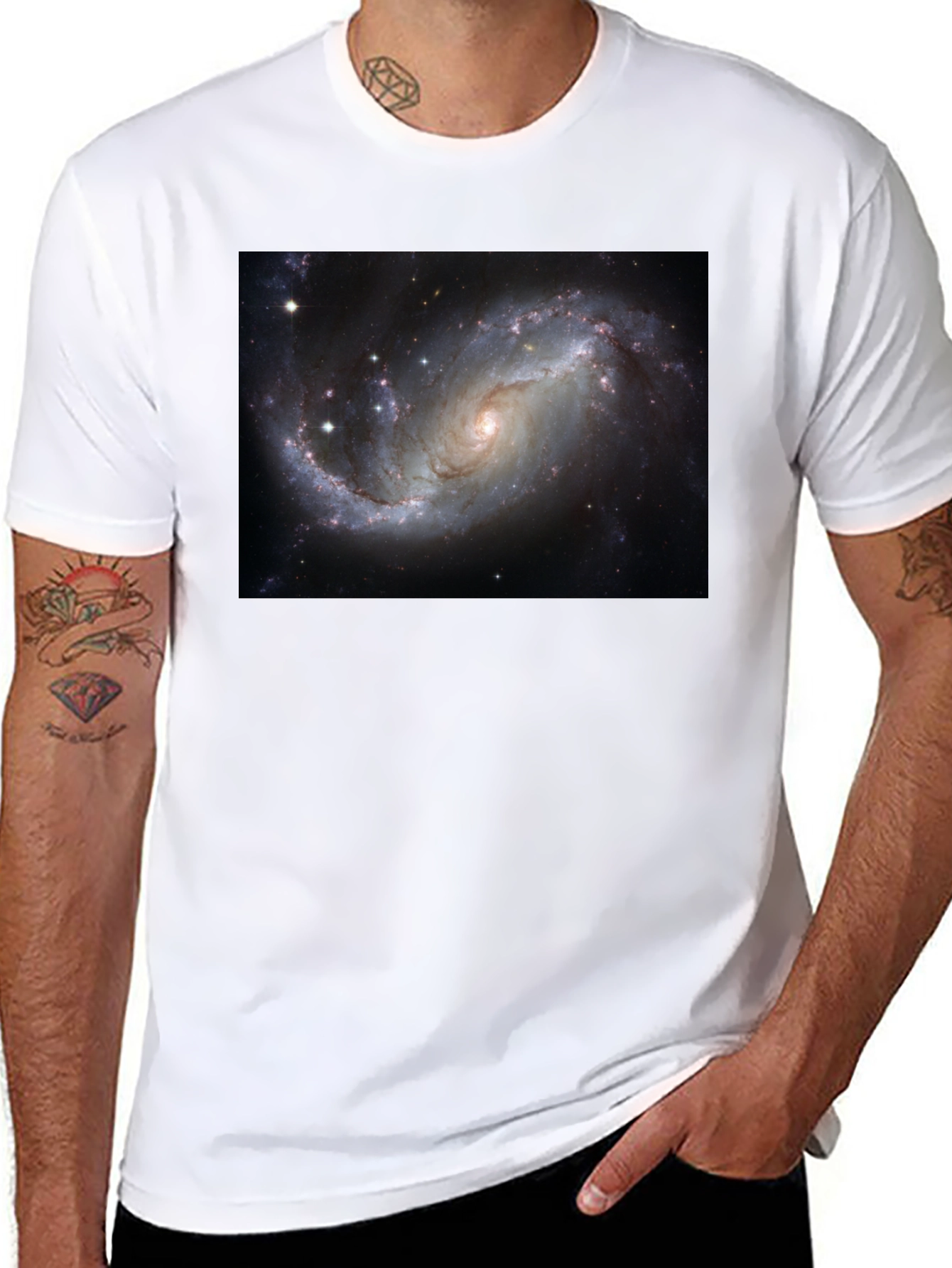 Black Galaxy Print Black T-Shirt - Cosmic Style view 8