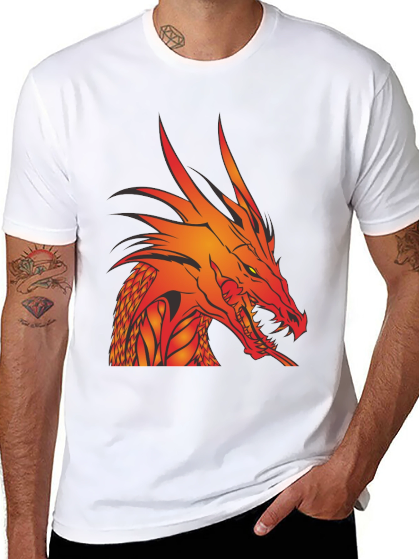 Black Fiery Dragon Graphic T-Shirt - Bold Black Tee view 8