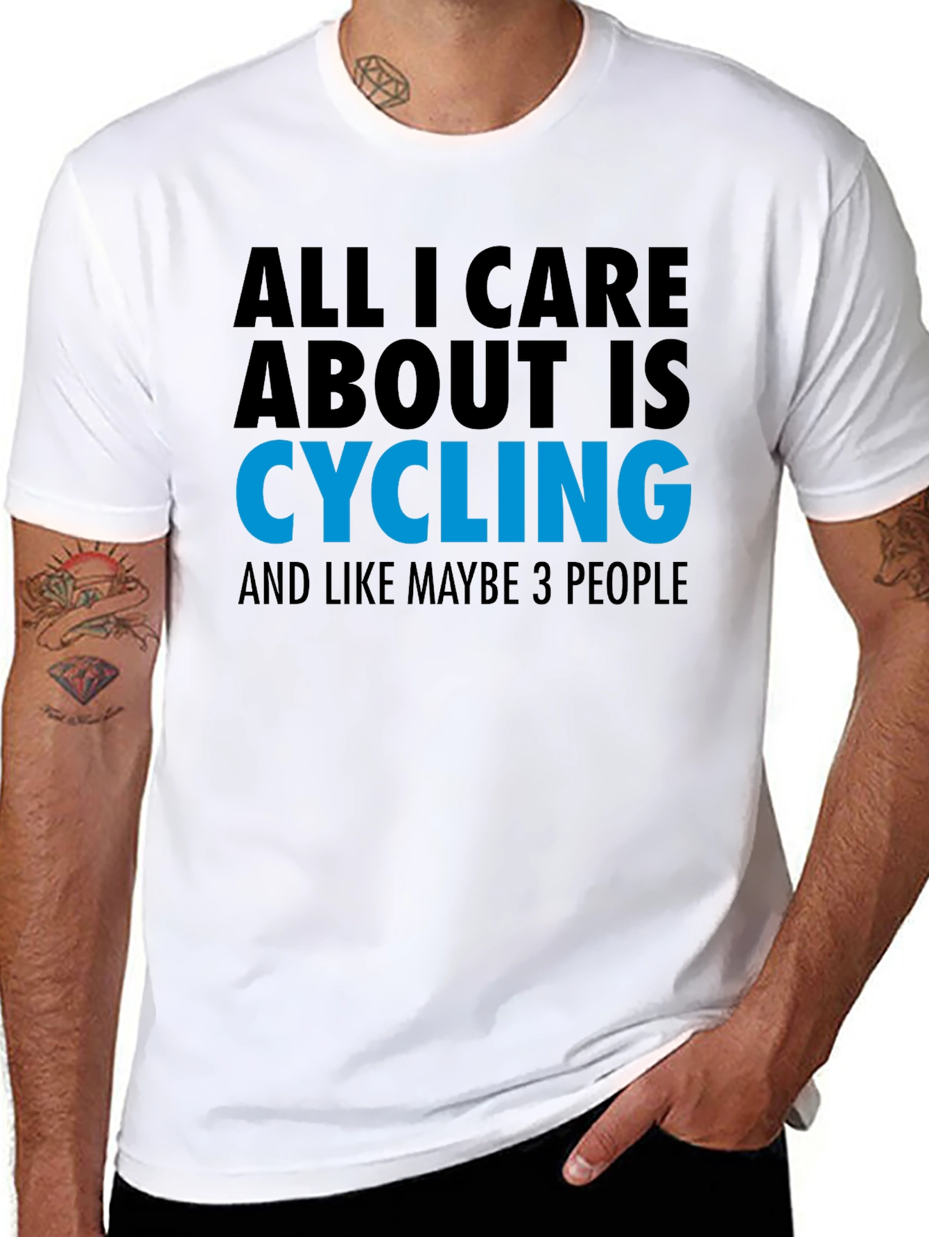 Black Cycling Fan T-Shirt: All I Care About Is Cycling Tee view 8