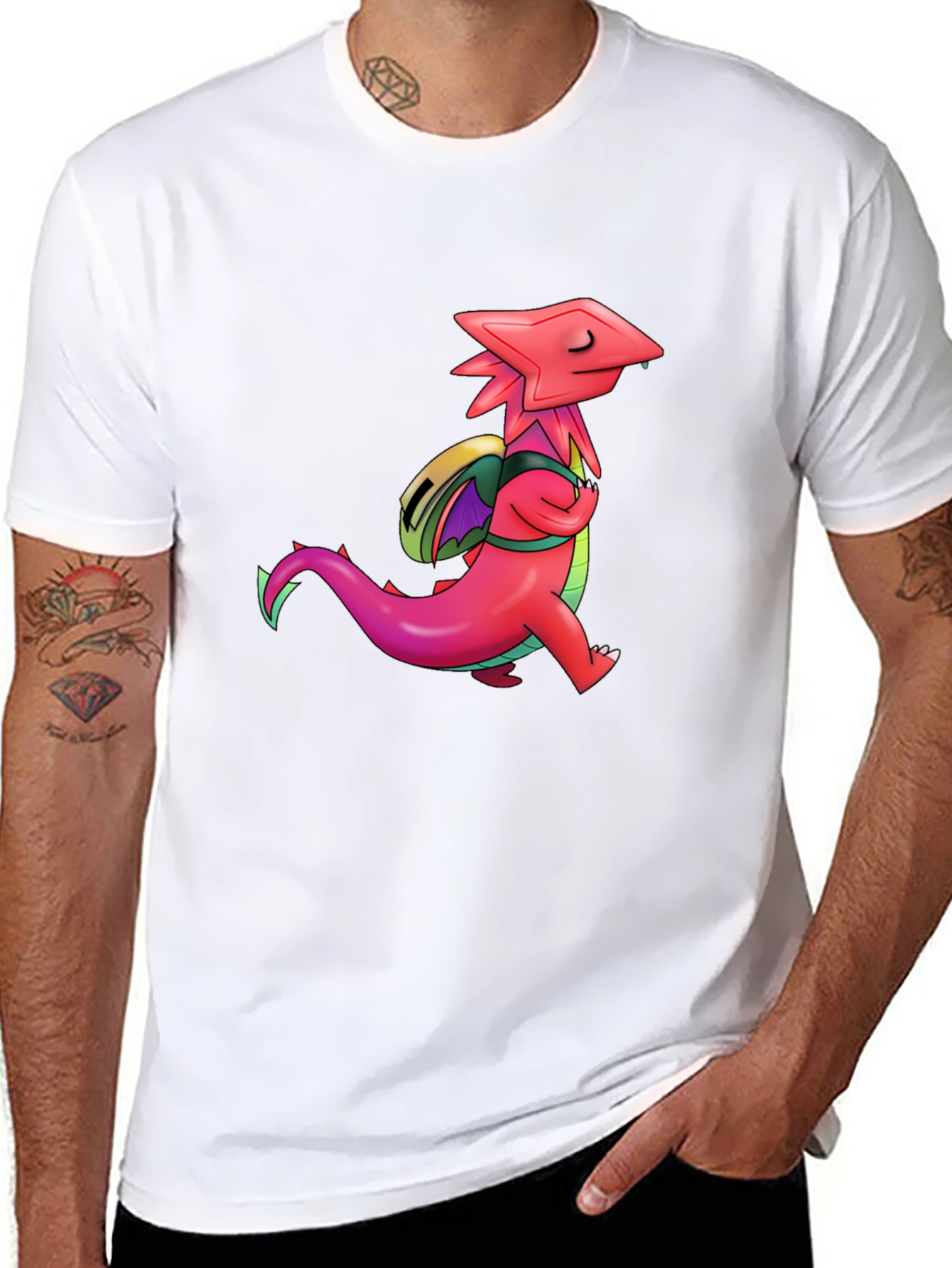 Black Cool Dragon Graphic Black Tee view 8