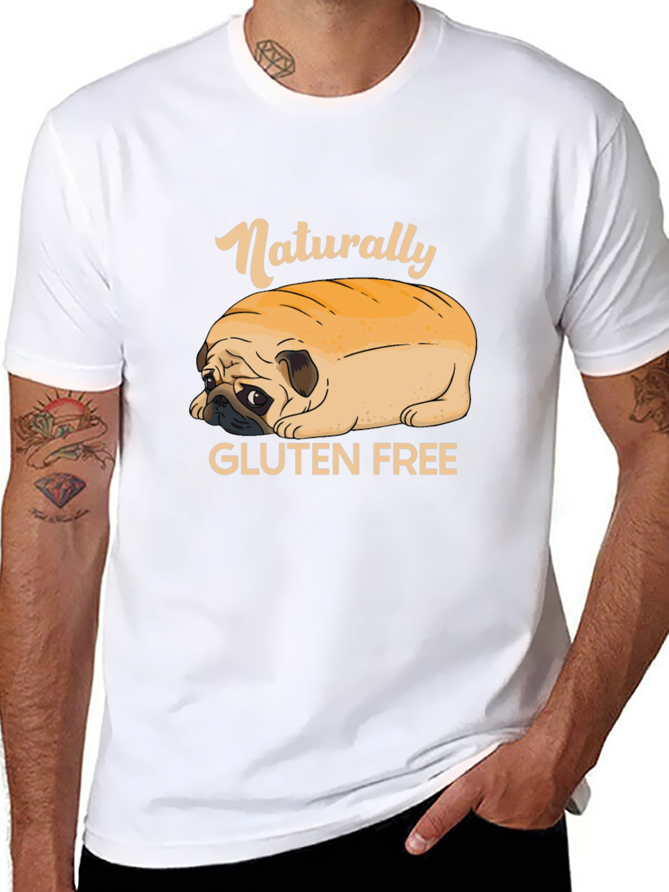 Black Naturally Gluten Free Pug T-Shirt view 8
