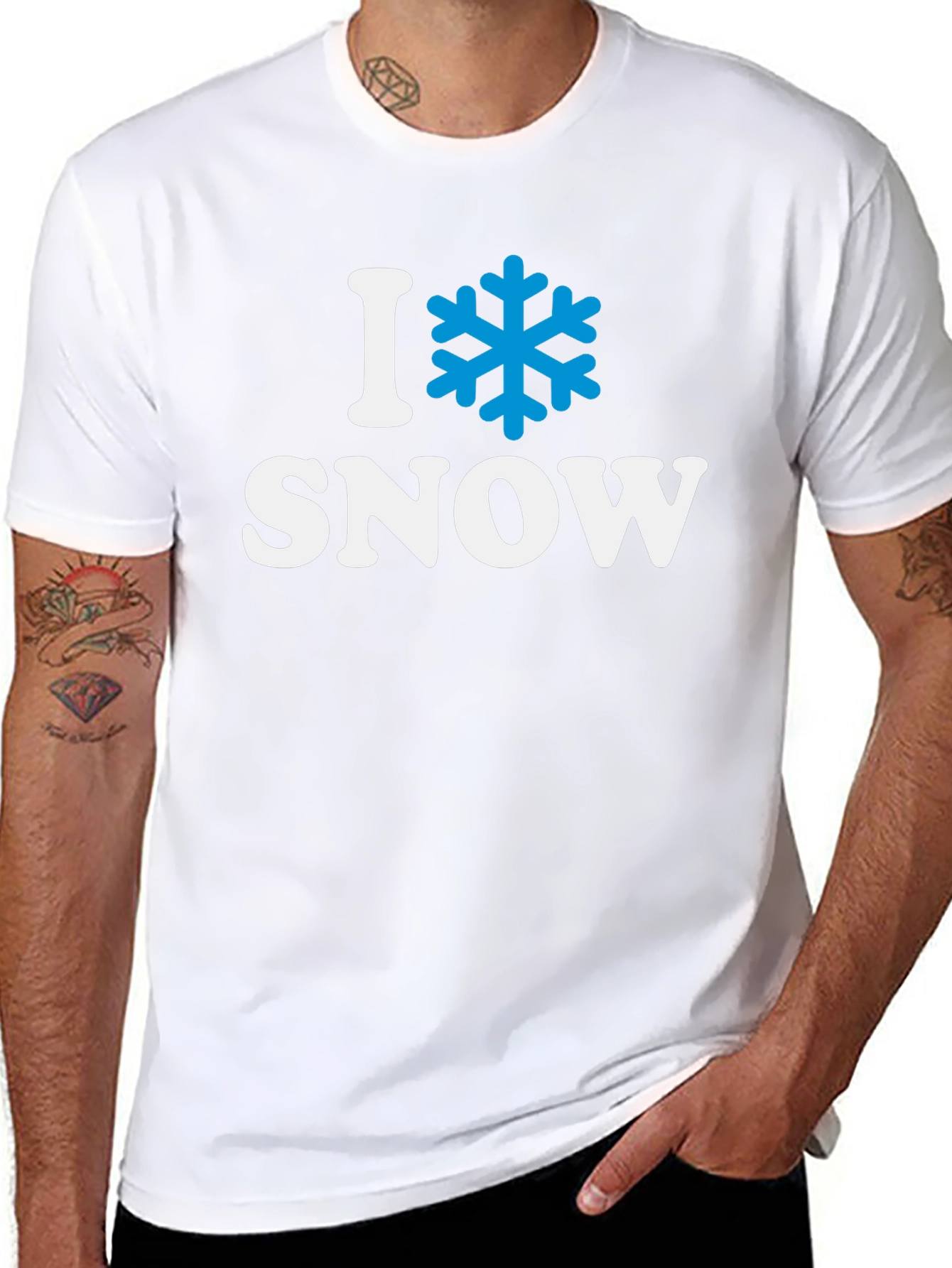 Black I Love Snow T-Shirt - Winter Holiday Apparel view 8