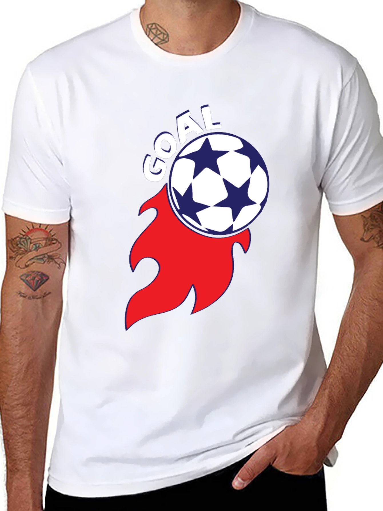 Black Goal! Soccer Ball Flame Graphic Tee - Stylish Black T-Shirt view 8