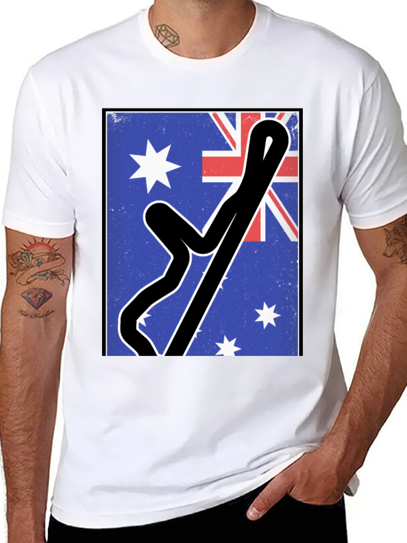Black Australian Flag Racing Track Tee view 8