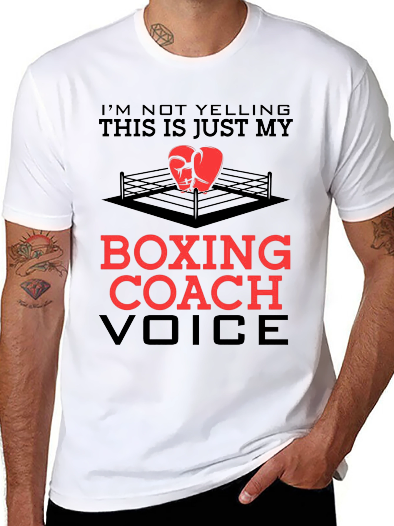 Black Boxing Coach T-Shirt - Funny Voice Tee view 8