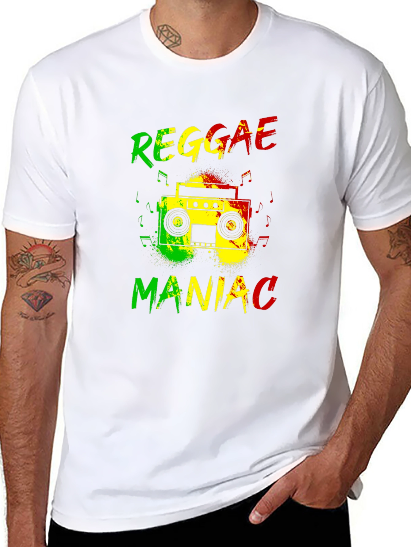 Black Reggae Maniac Graphic T-Shirt view 8