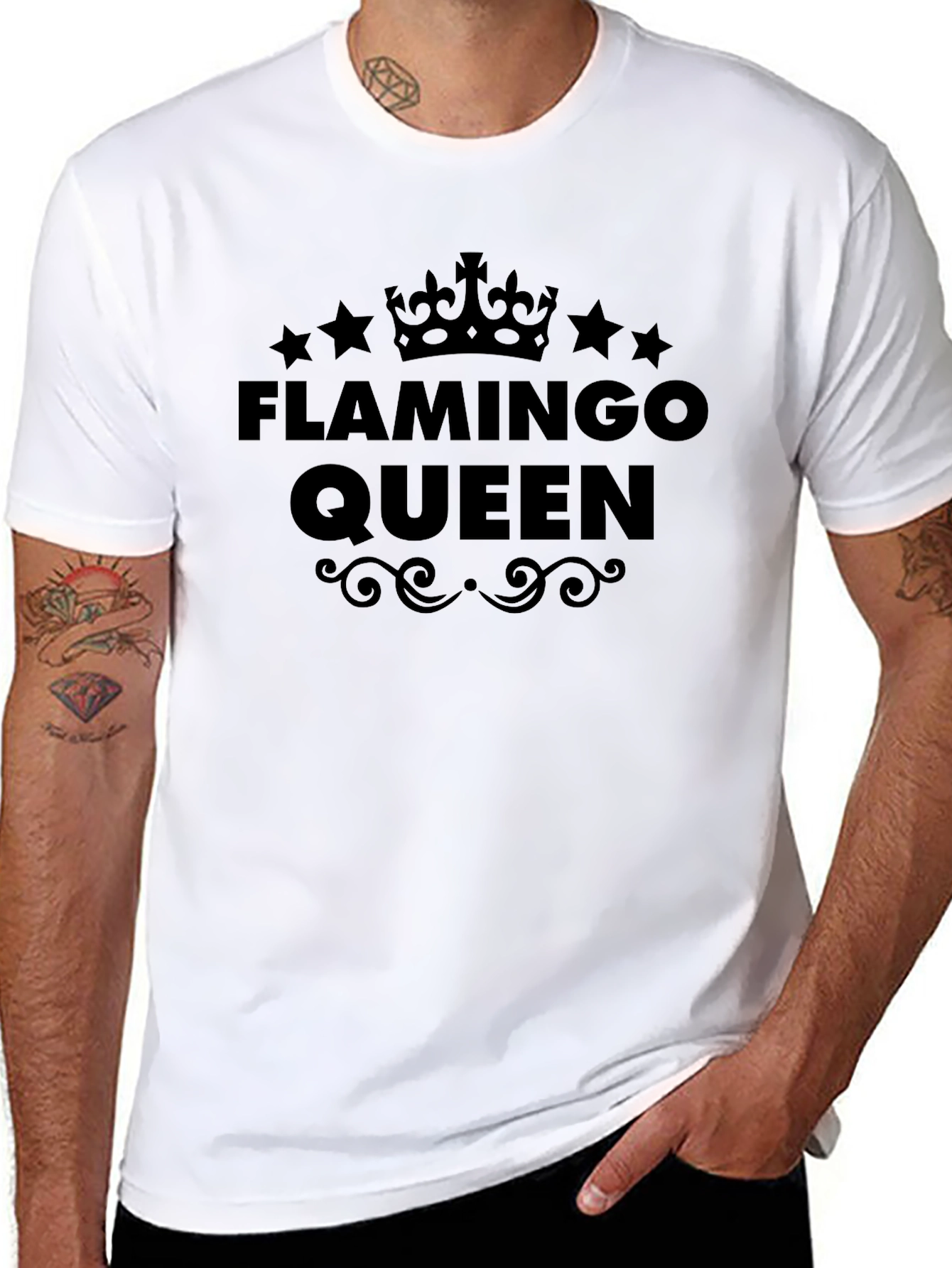 Black Flamingo Queen Graphic Tee - Black view 8