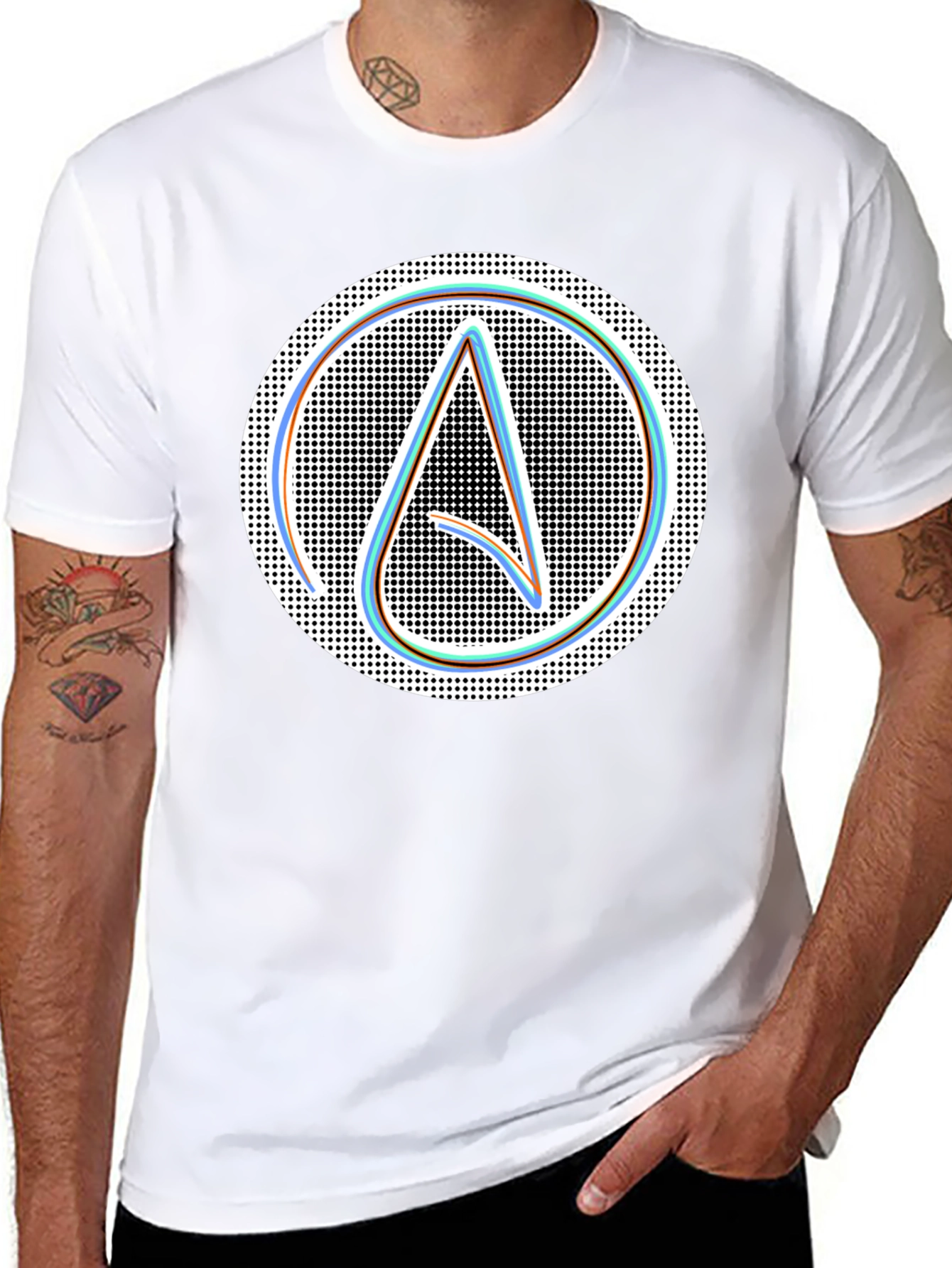 Black Atheist Symbol T-Shirt: Modern Black Graphic Tee view 8