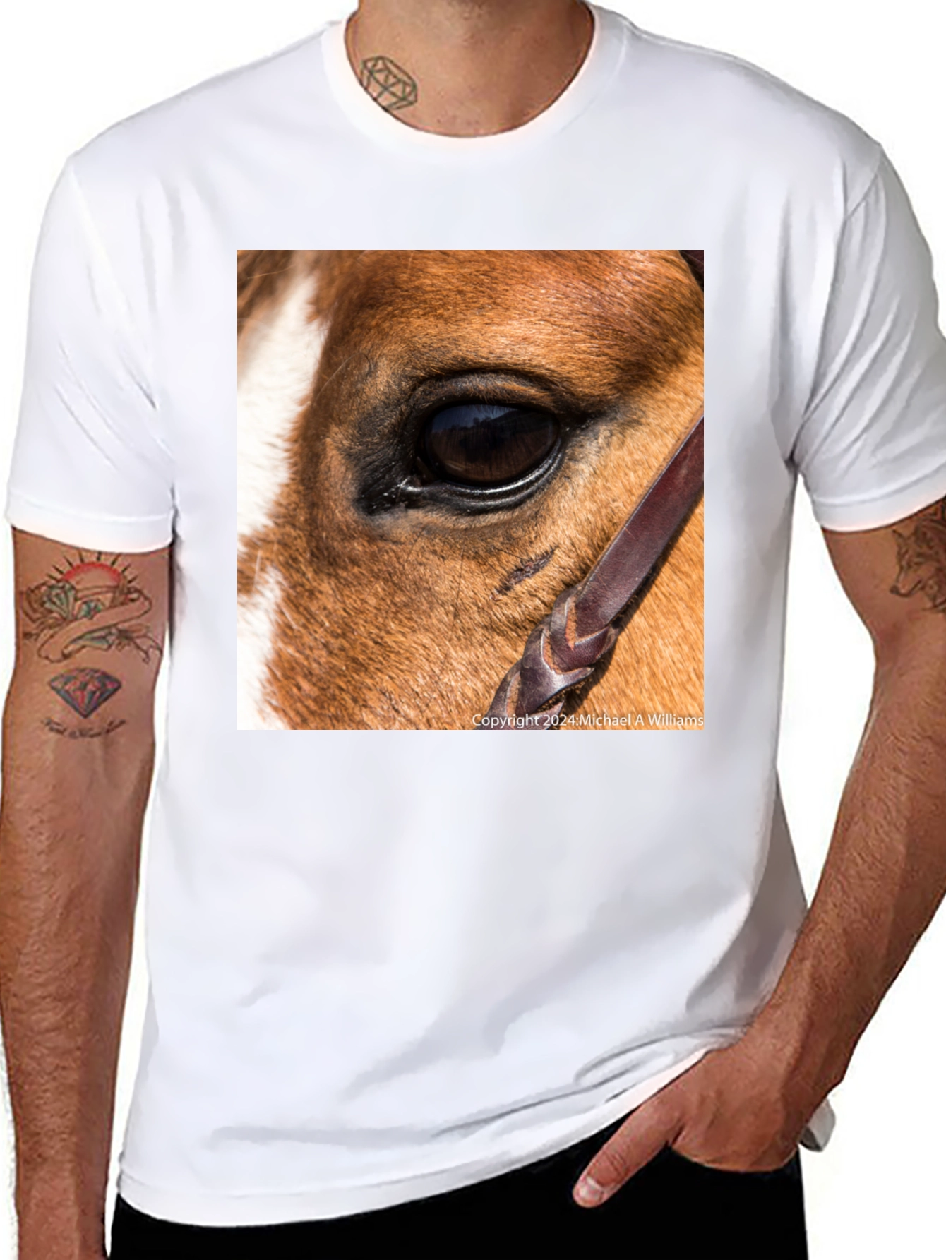Black Horse Eye Graphic Tee - Unique Animal Lover's Shirt view 8