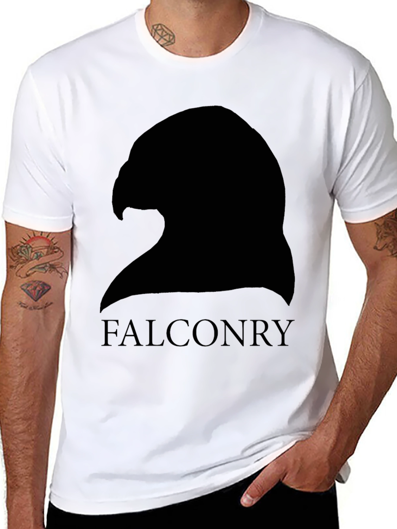 Black Falconry Silhouette Graphic Tee - Black view 8