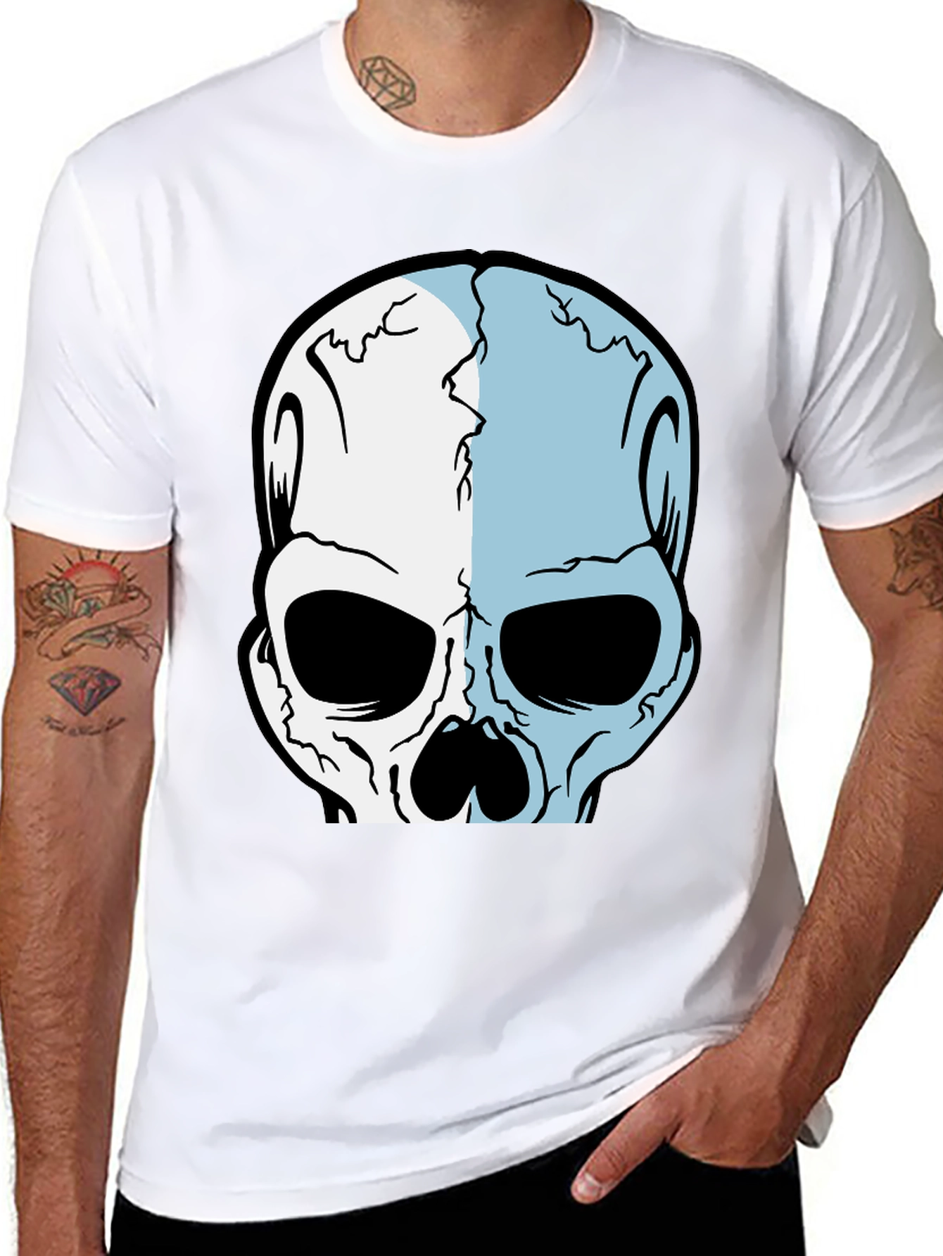 Black Skull Graphic Print Black T-Shirt view 8