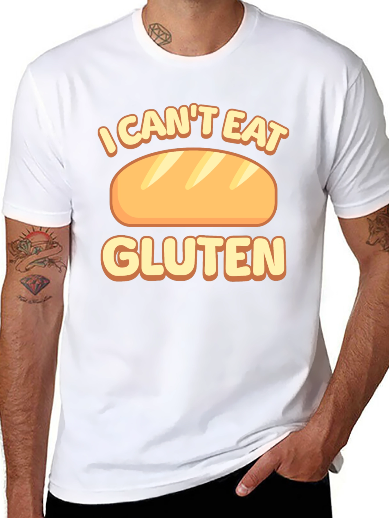 Black I Can't Eat Gluten T-Shirt Funny Food Allergy Tee view 8