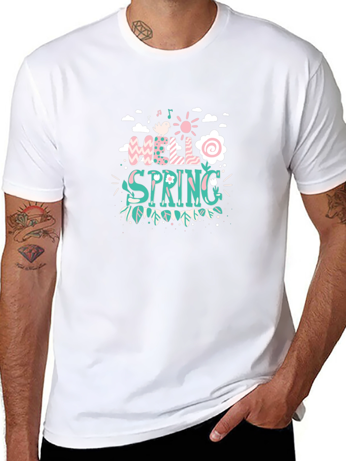 Black Hello Spring Graphic Tee view 8