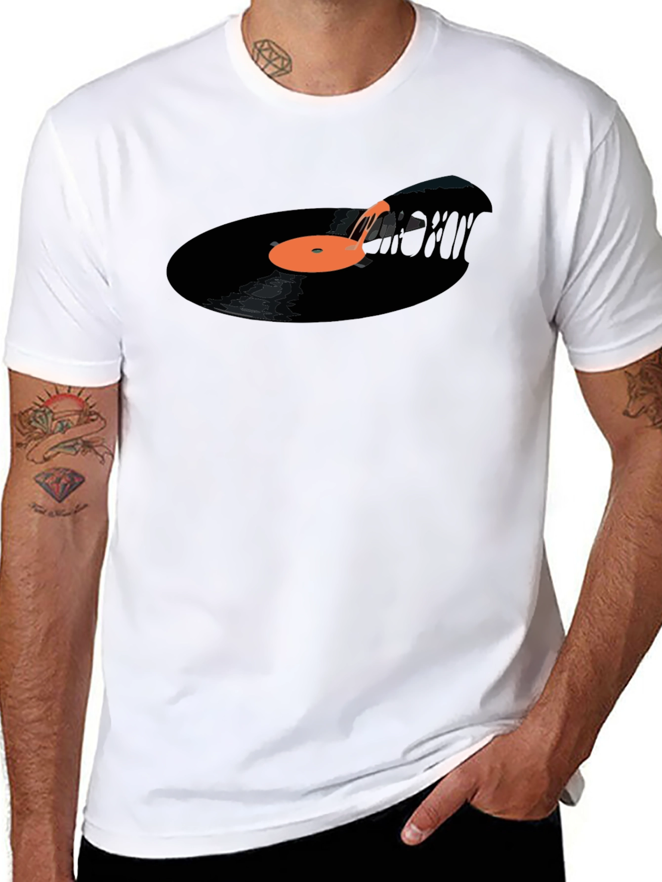 Melting Vinyl Record Graphic Tee - Cool Music Lover T-Shirt - 8