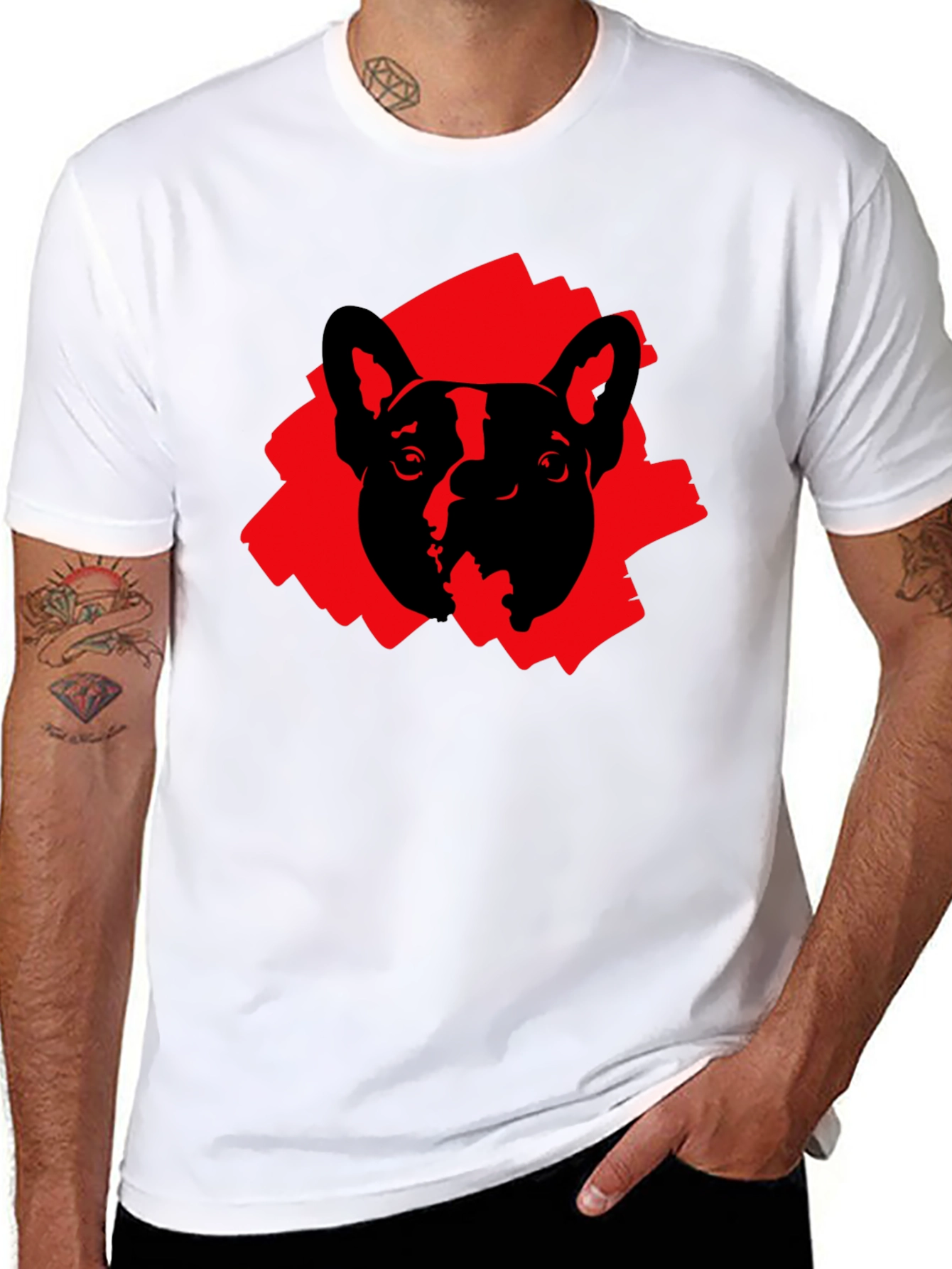 Black Dog Graphic Tee - Red Brushstroke Print view 8