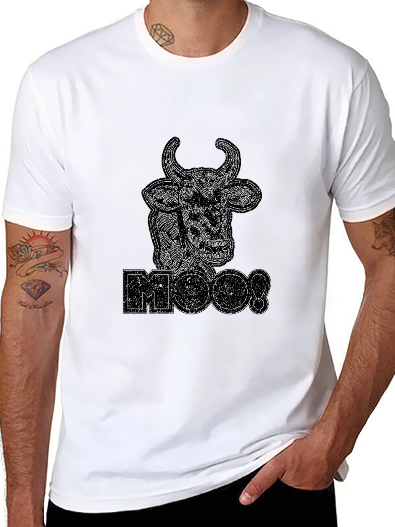 Black Moo! Cow Graphic Black T-Shirt view 8