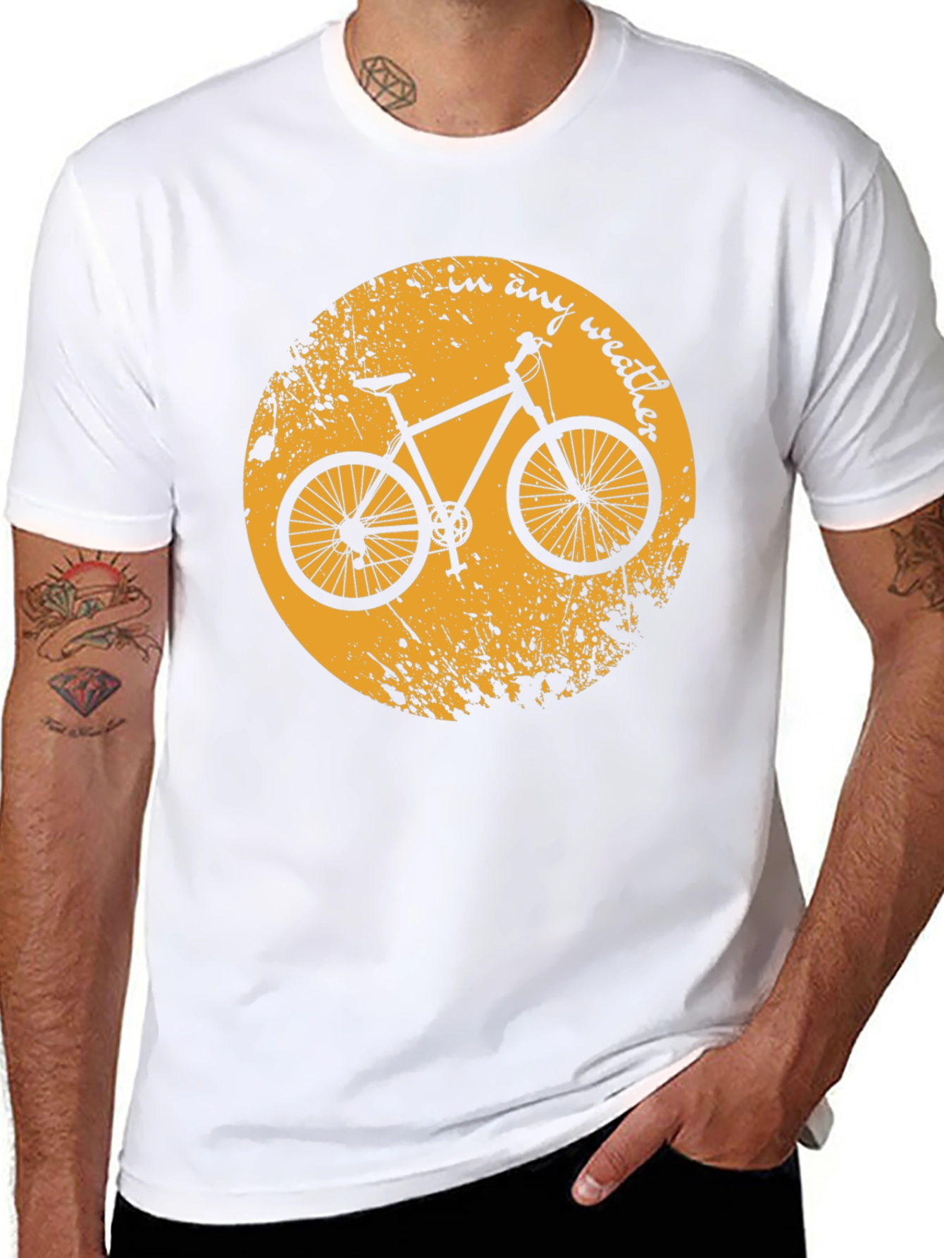 Black Bike T-Shirt - "In Any Weather" Design view 8