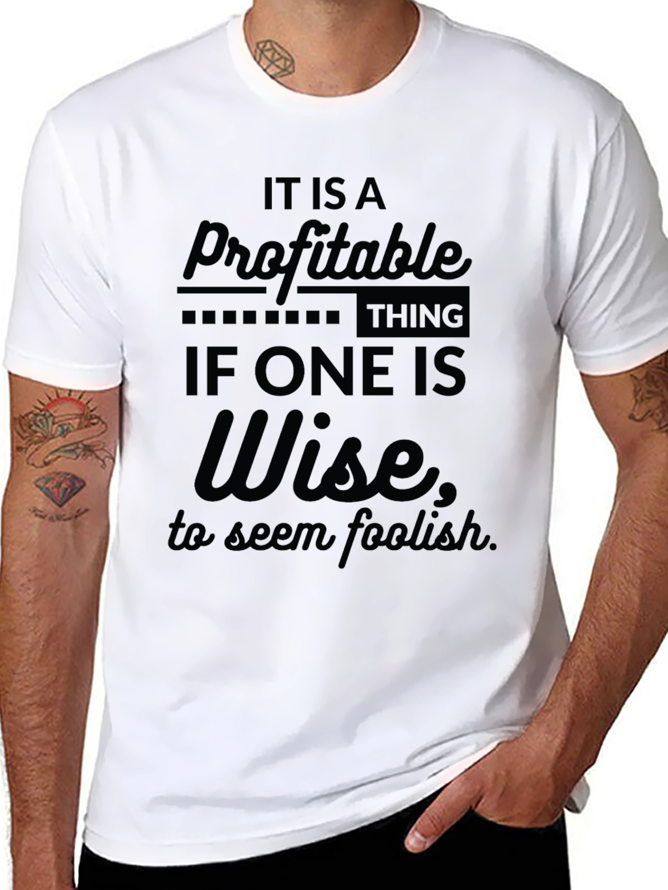 Black Profitable Wisdom Tee - Black Crew Neck T-Shirt for Men view 8