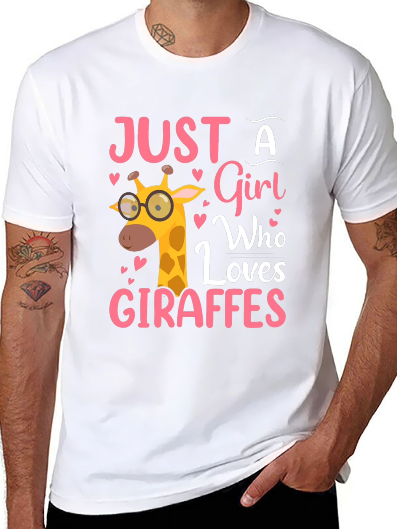 Black Just a Girl Who Loves Giraffes T-Shirt view 8