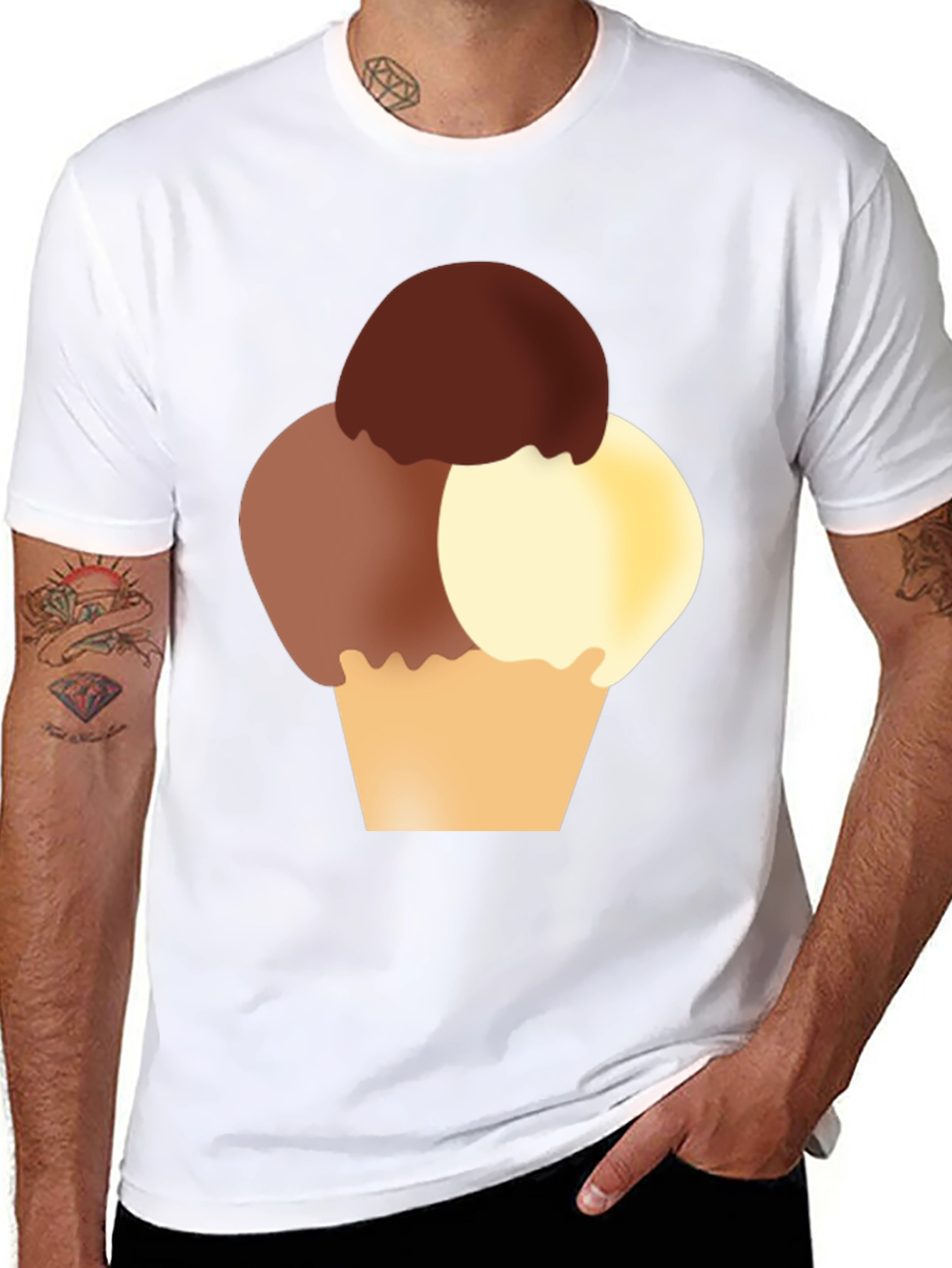 Black Ice Cream Graphic Tee - Black Cotton T-Shirt view 8