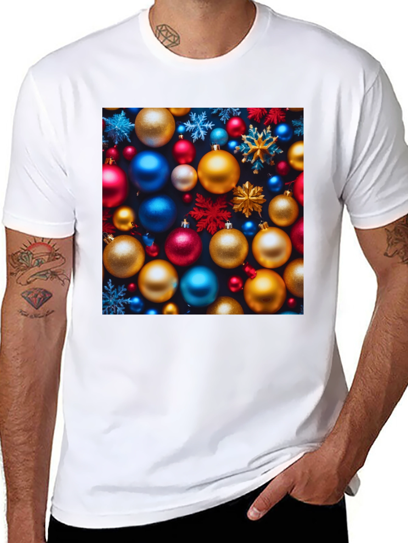 Black Festive Christmas Ornament T-Shirt - Holiday Cheer view 8