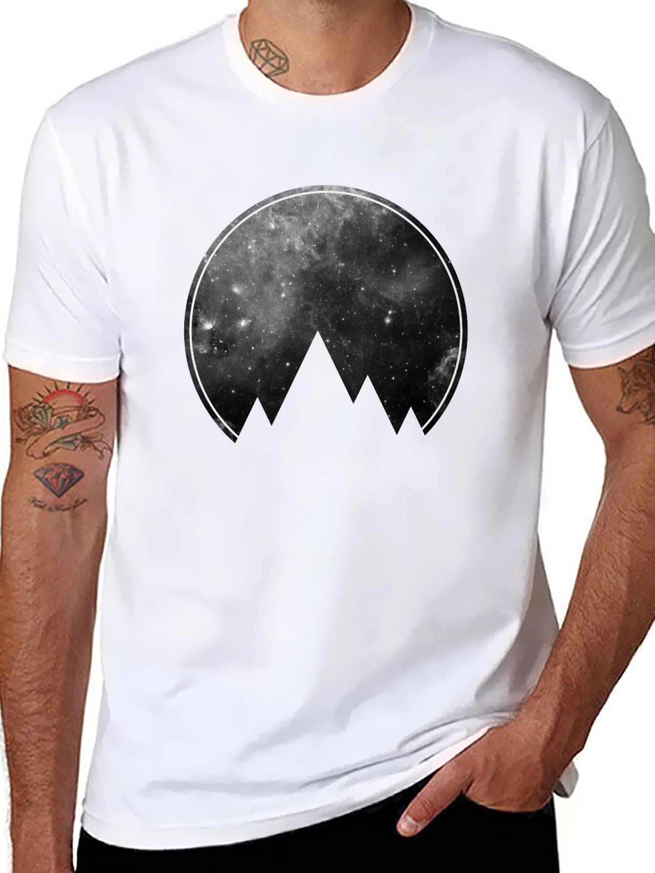 Black Cosmic Mountain Black Graphic Tee view 8