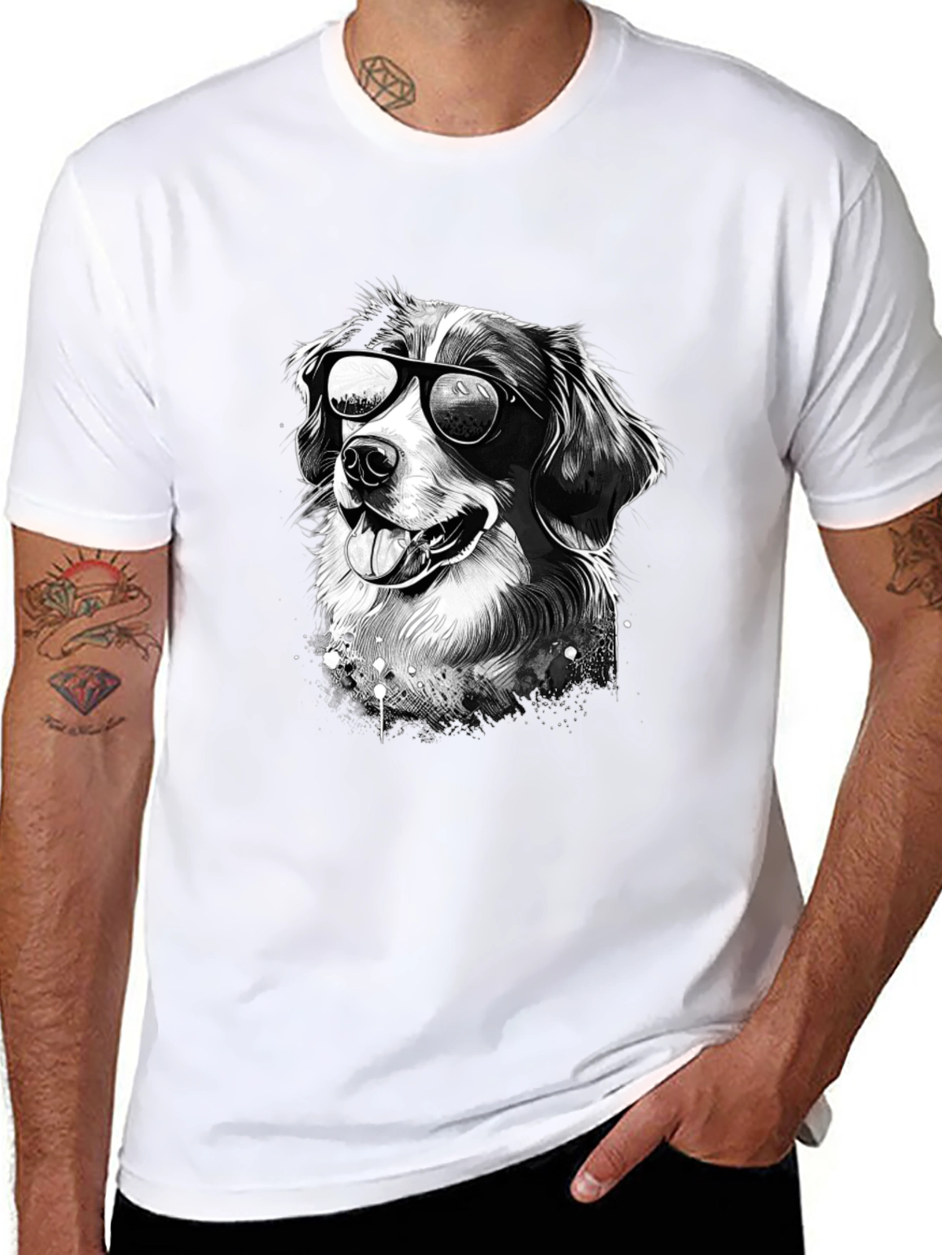 Cool Dog Graphic Tee - Black Cotton T-Shirt - 8
