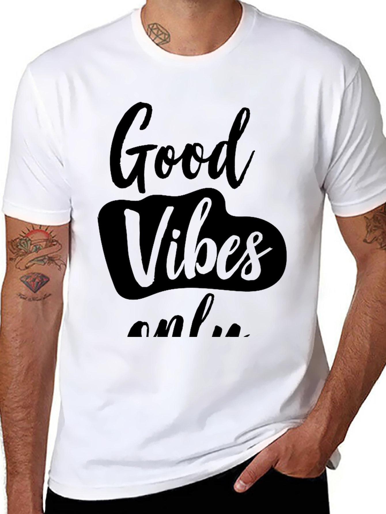 Black Good Vibes Only Black Graphic T-Shirt view 8