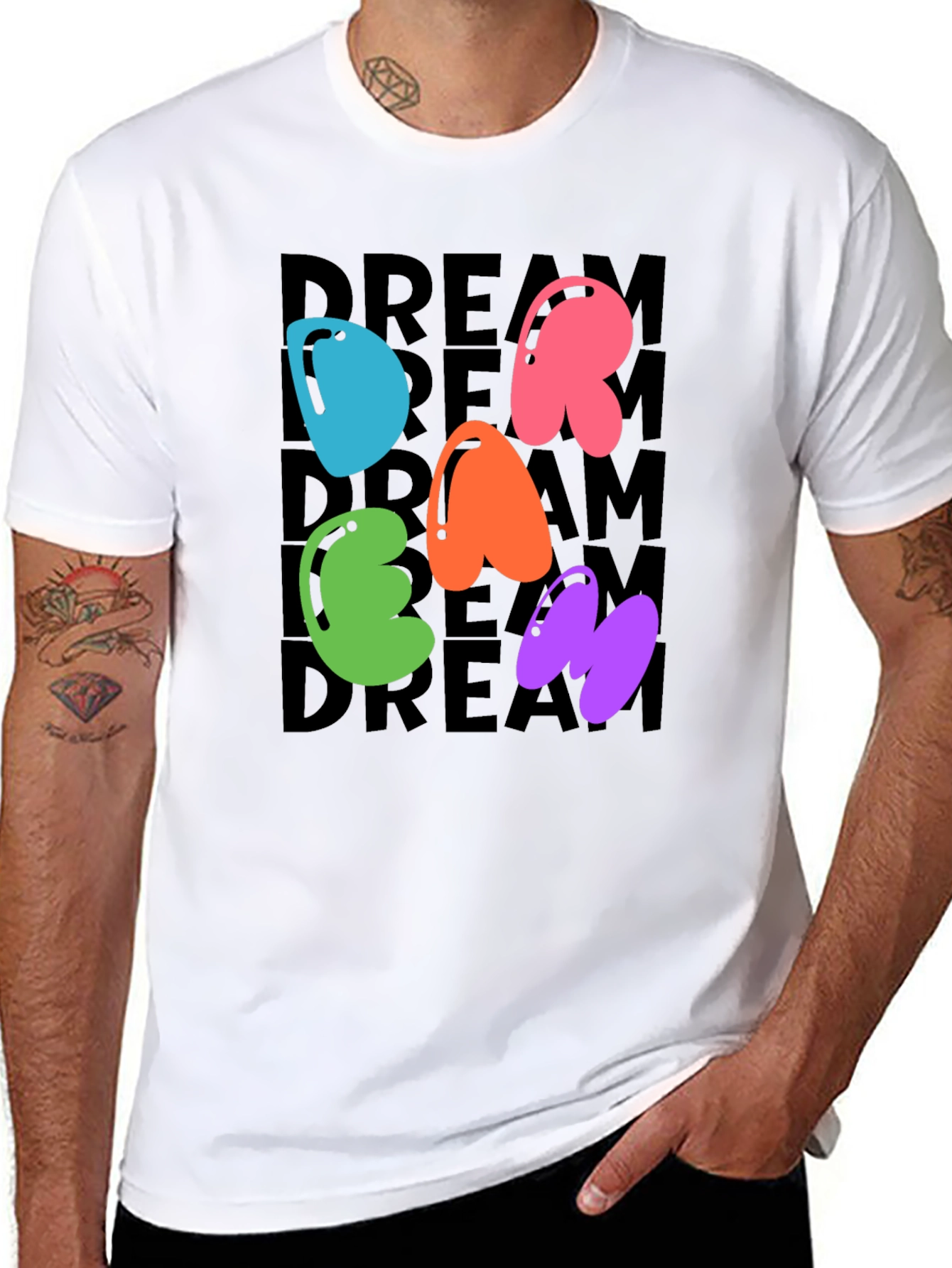 Black Dreamy Letter Graphic Crew Neck Tee view 8