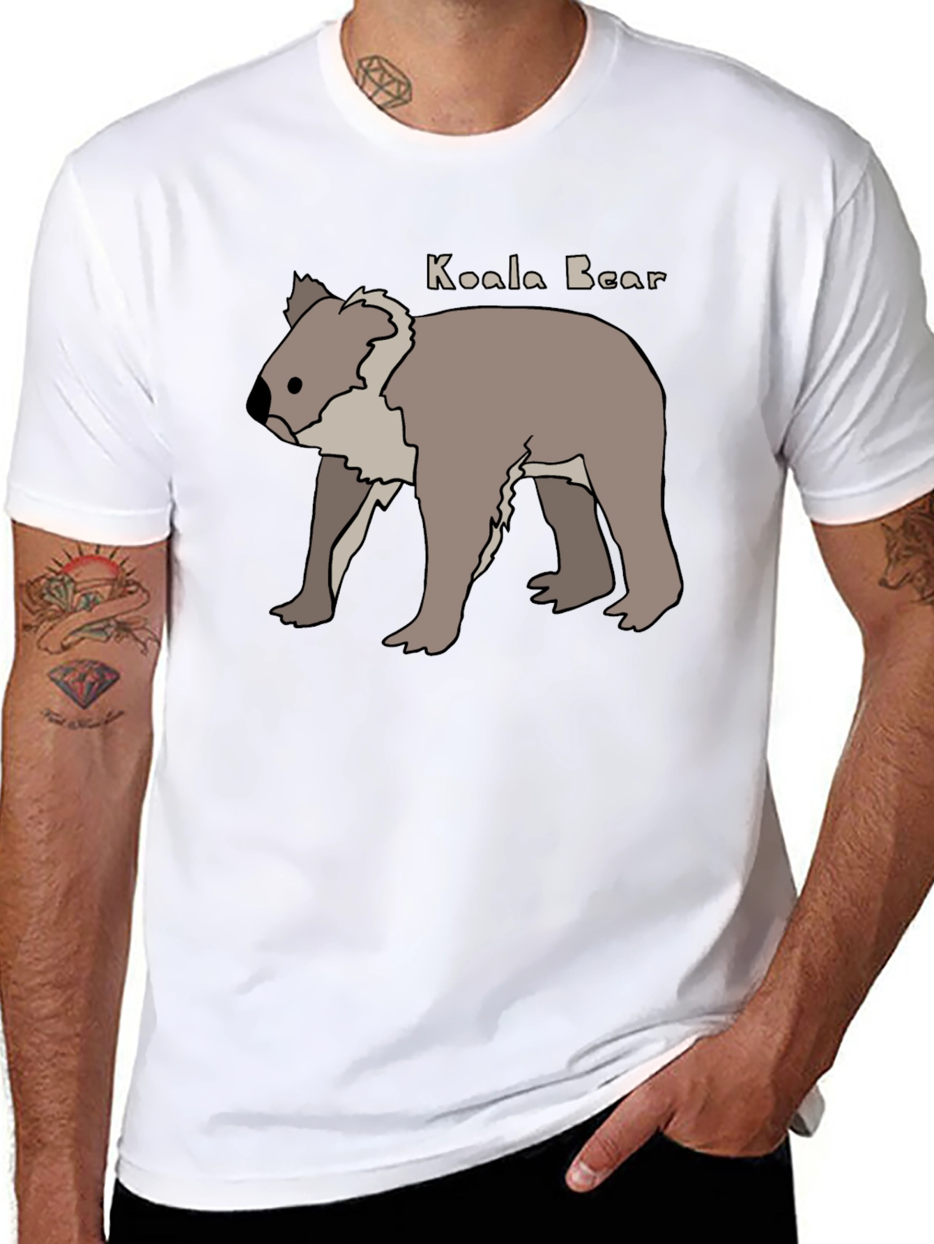 Black Koala Bear Graphic Print Tee - Casual Style view 8