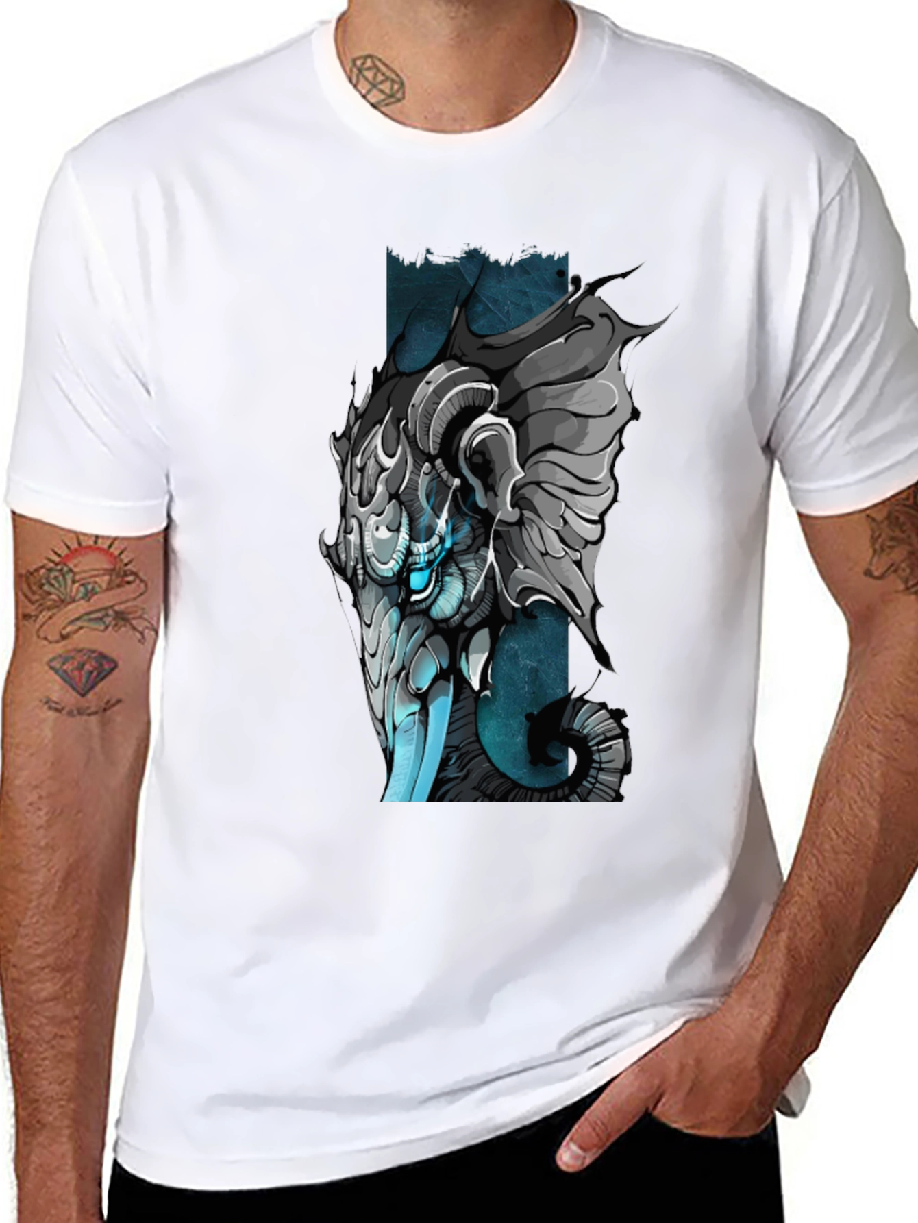 Black Cybernetic Ram T-Shirt - Unique Graphic Tee view 8