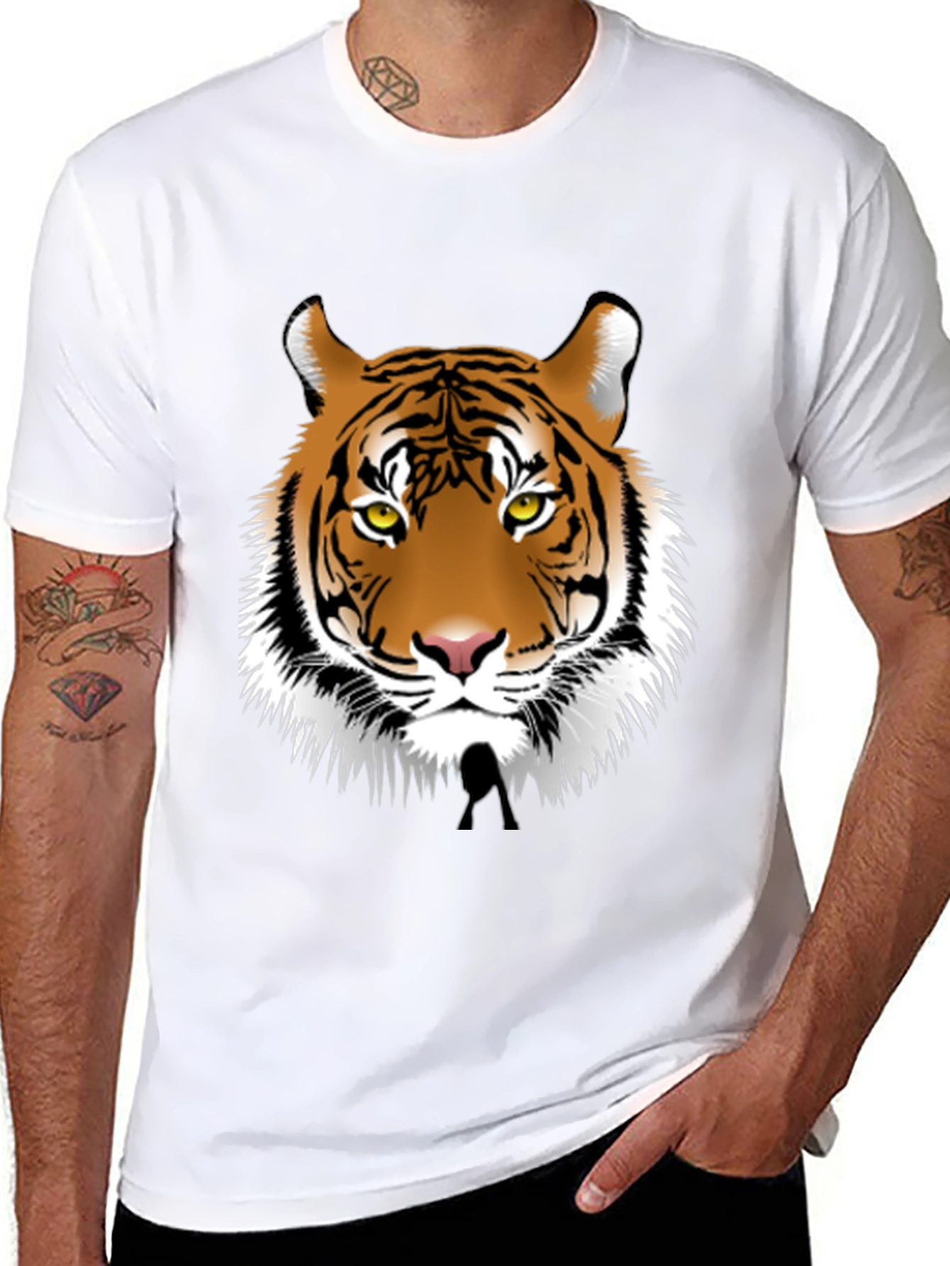 Black Bold Tiger Graphic Tee - Black Cotton Blend view 8