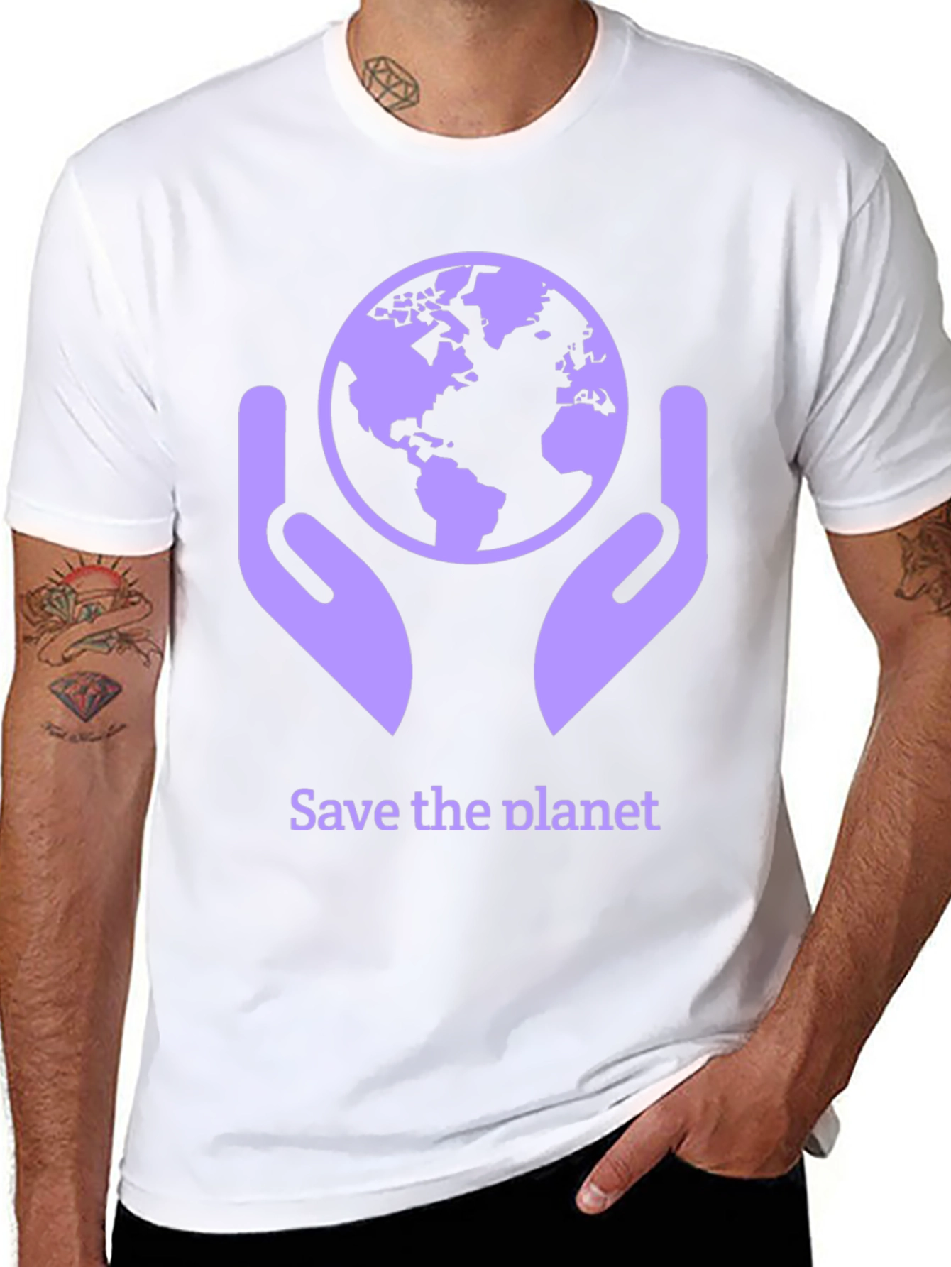 Black Save the Planet T-Shirt - Earth in Hands Graphic Tee view 8