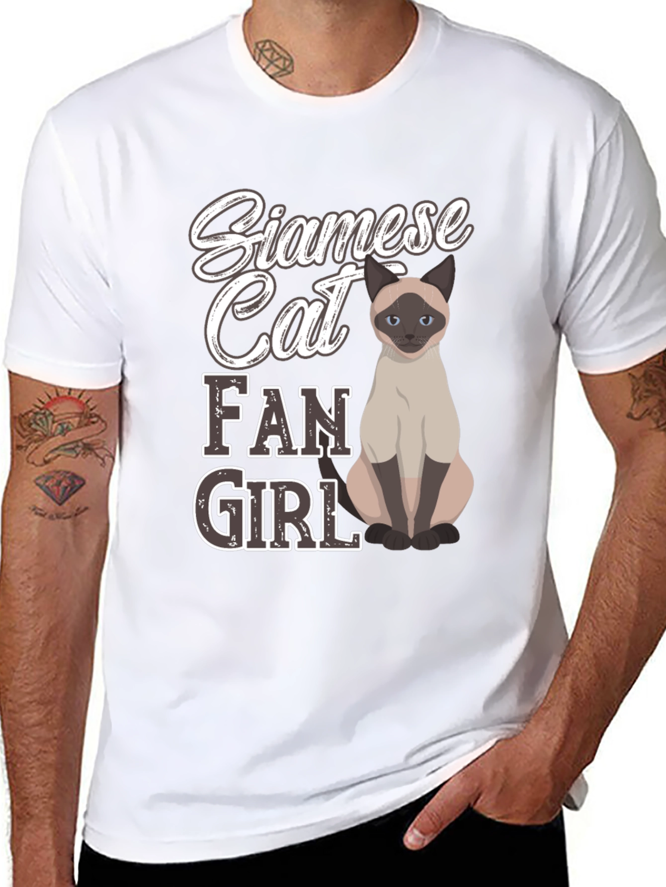 Black Siamese Cat Fan Girl T-Shirt view 8