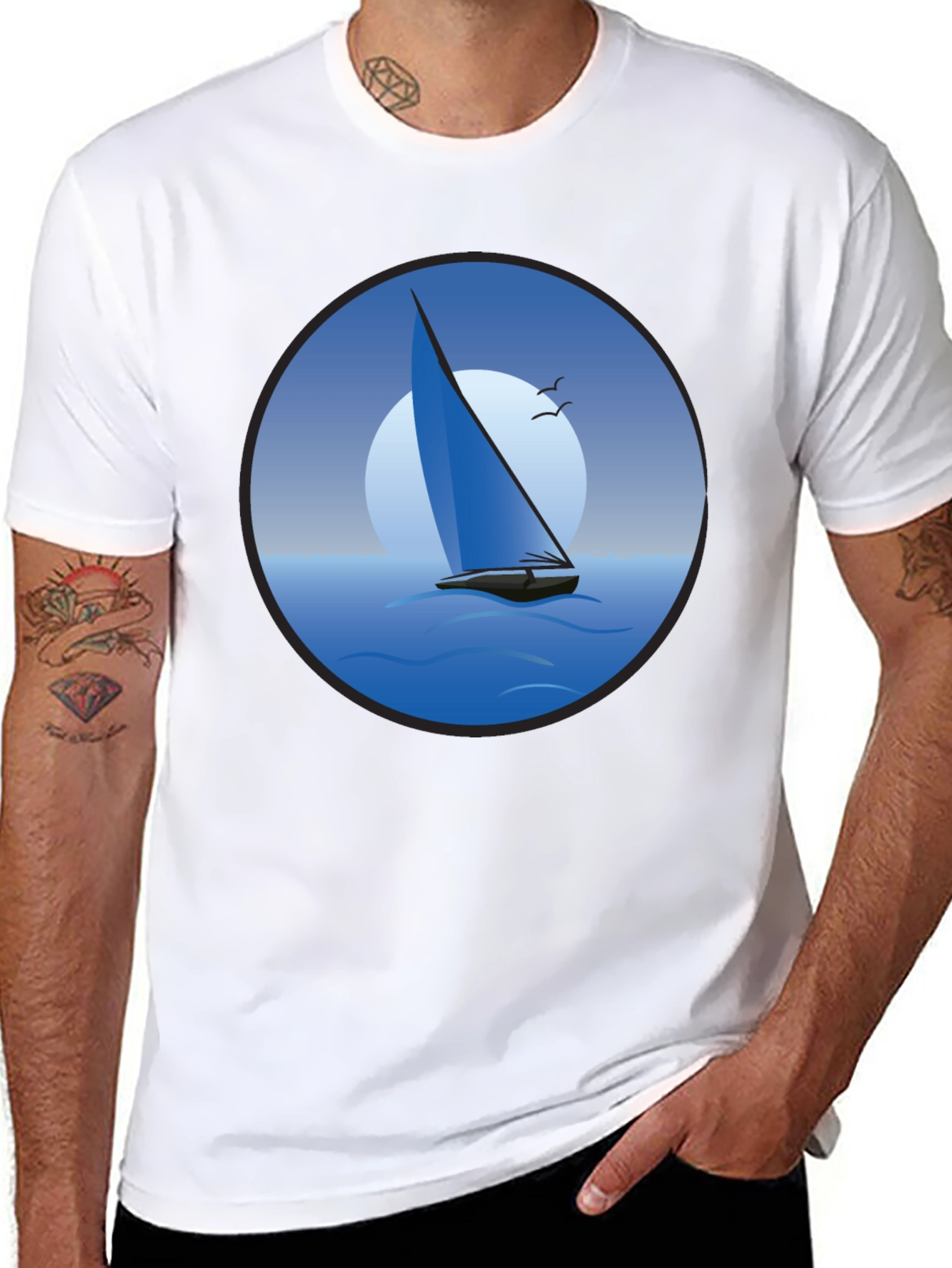 Black Sailboat Graphic Black T-Shirt view 8