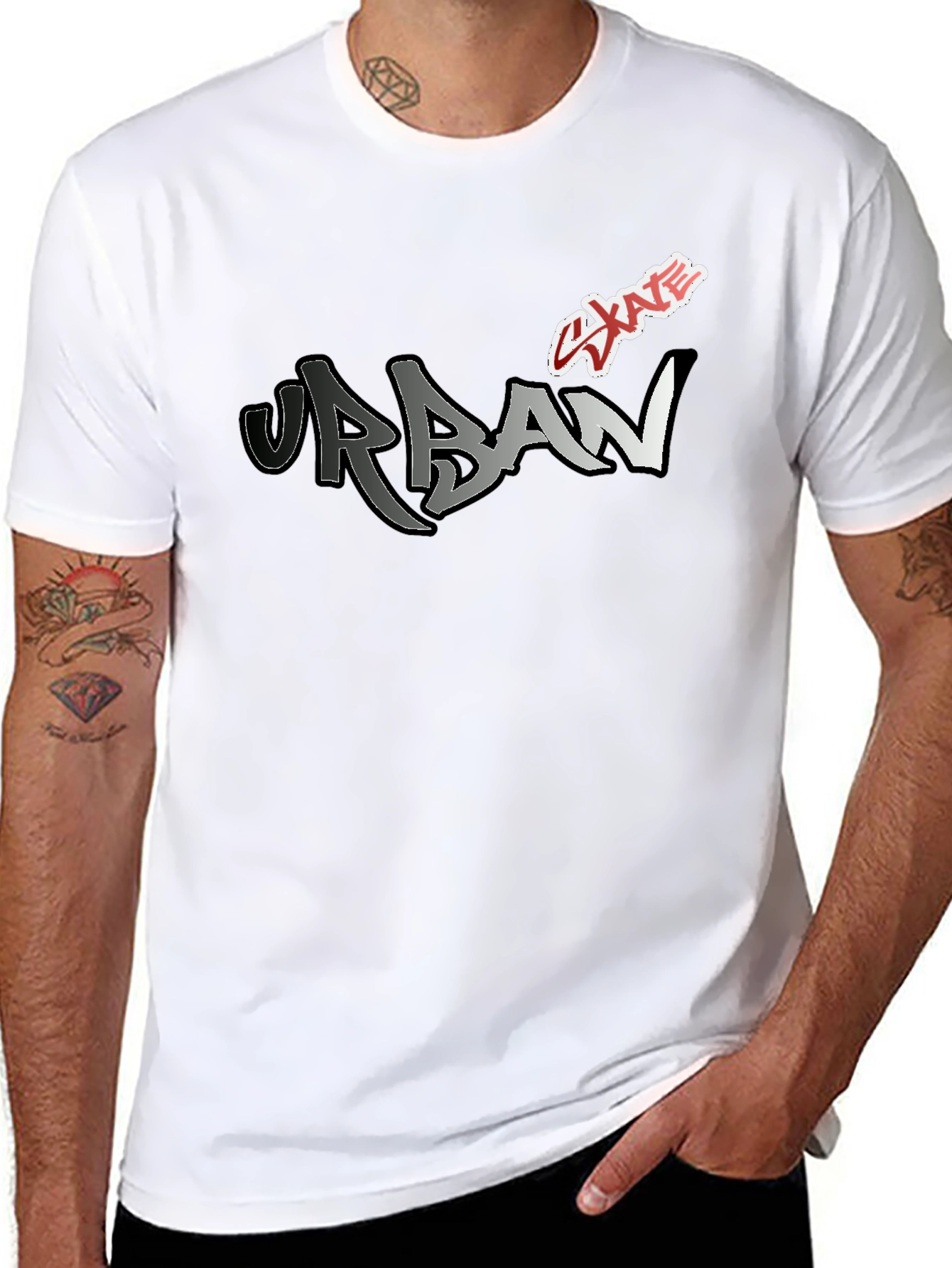 Black Urban Skate Graphic Tee - Modern Black T-Shirt view 8