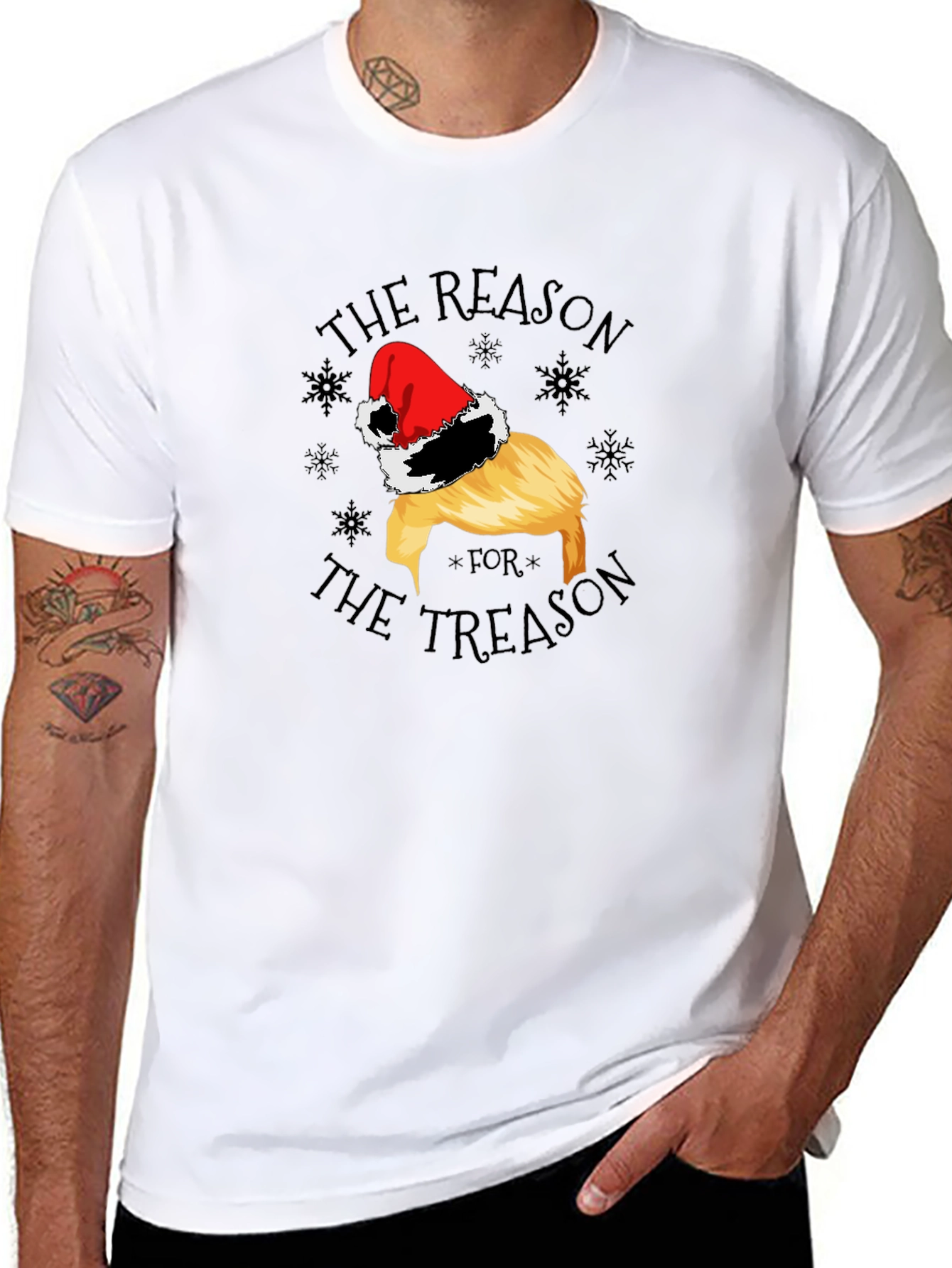 Black Reason for Treason Trump Santa Hat Tee view 8