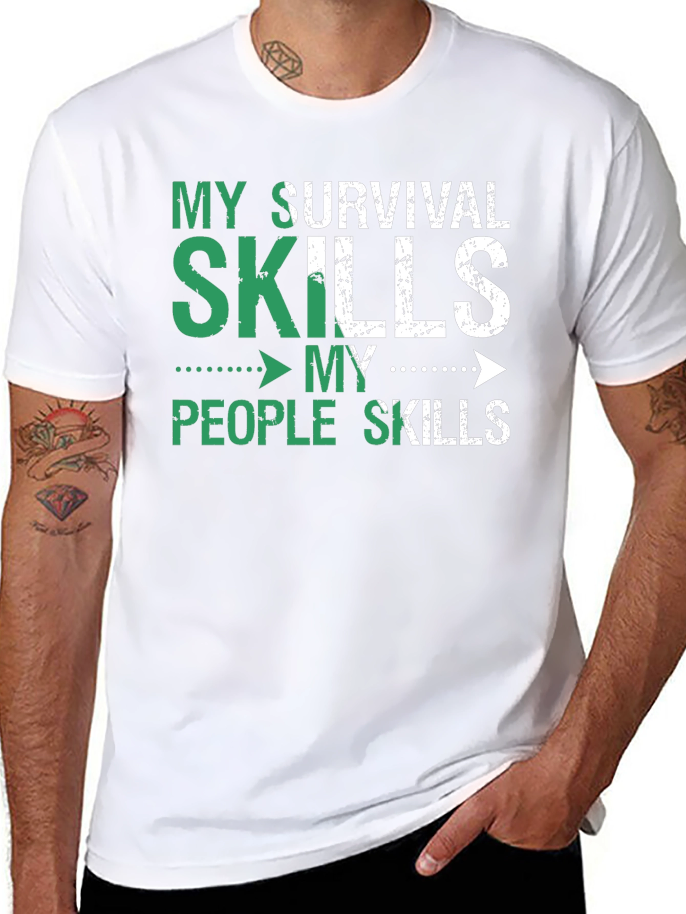 Black Survival Skills T-Shirt - Humorous Graphic Tee view 8