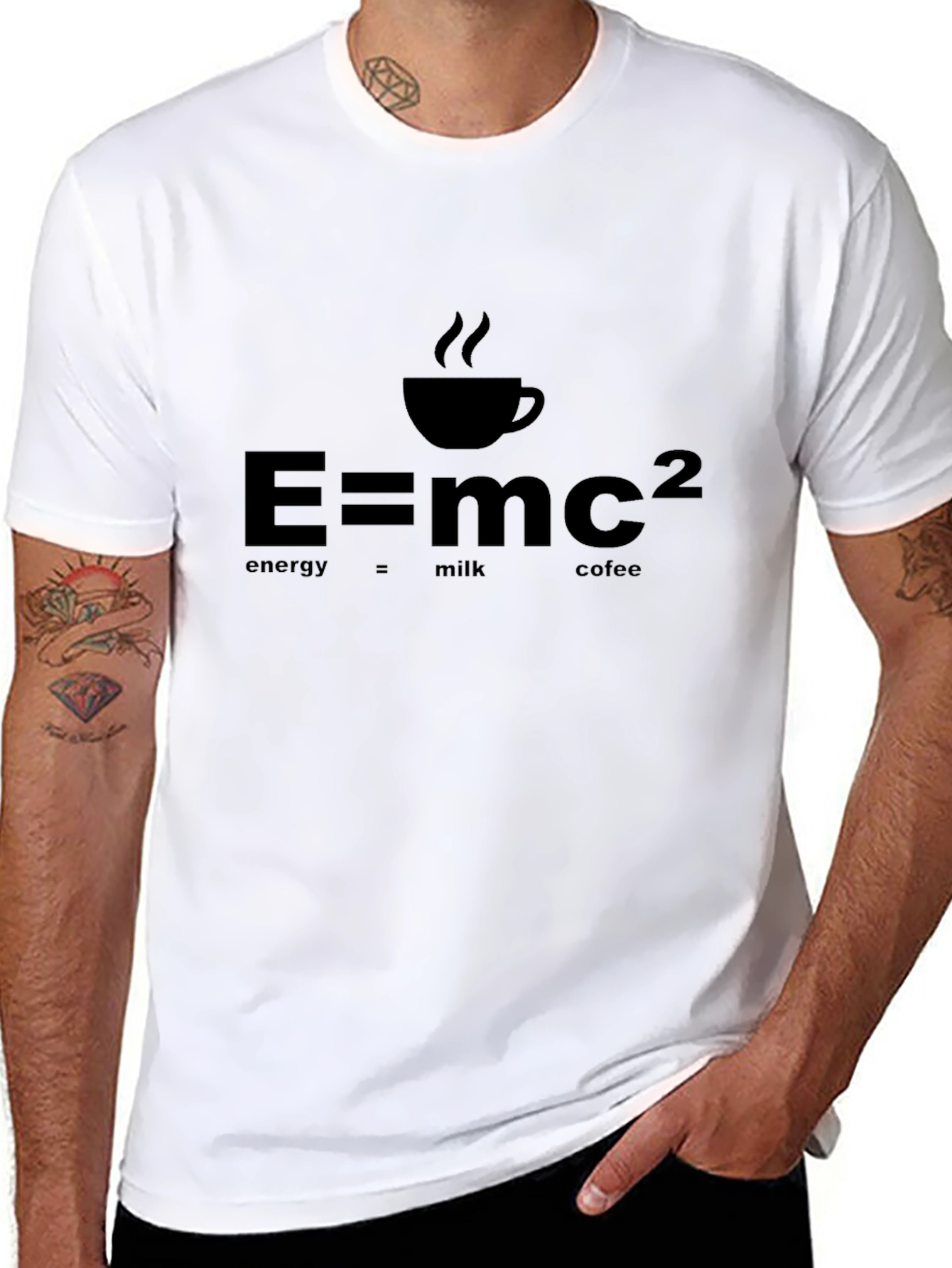 Black E=mc2 Coffee T-Shirt - Geeky Science Humor Tee view 8
