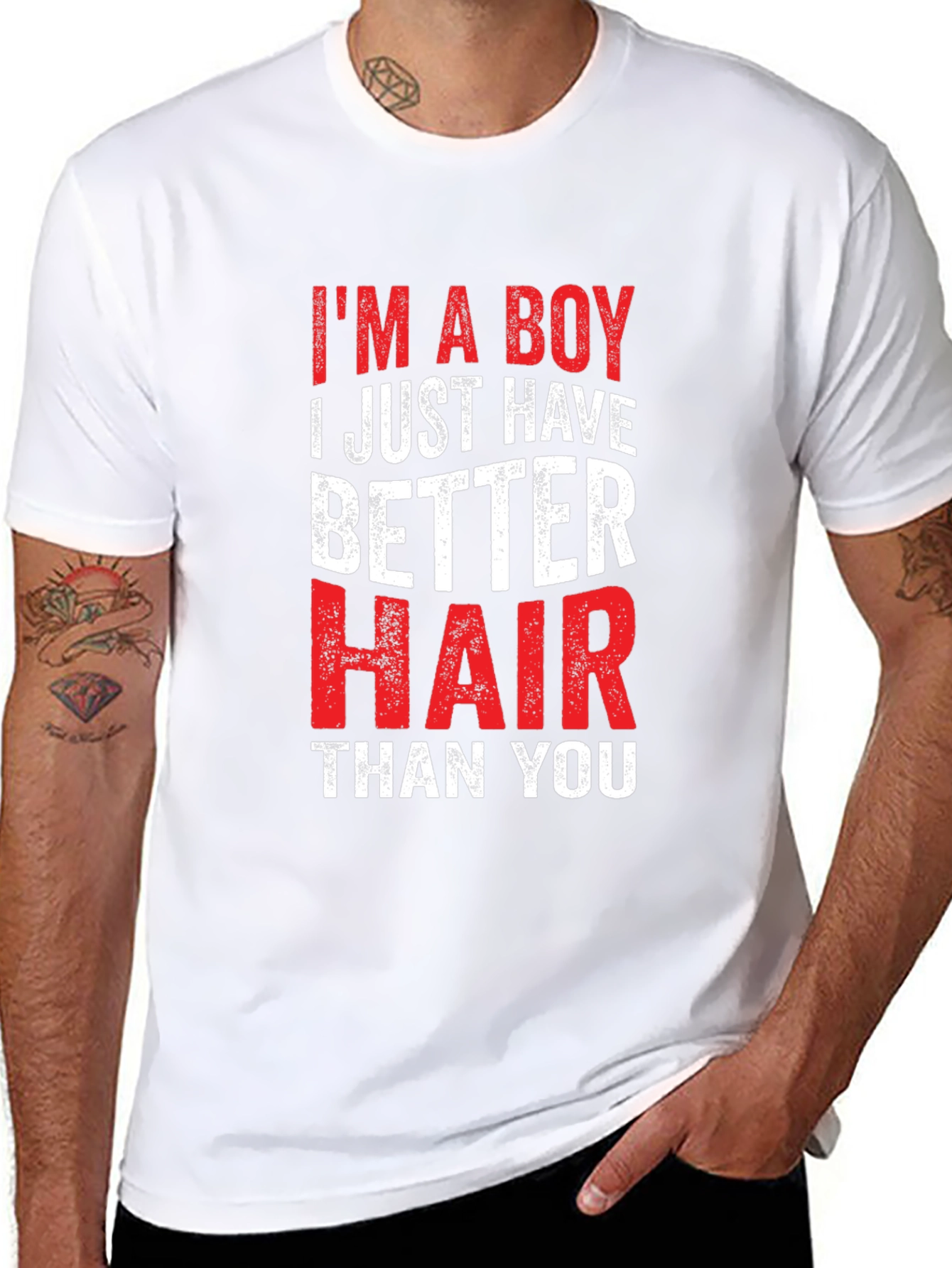 Black I'm A Boy Better Hair T-Shirt view 8