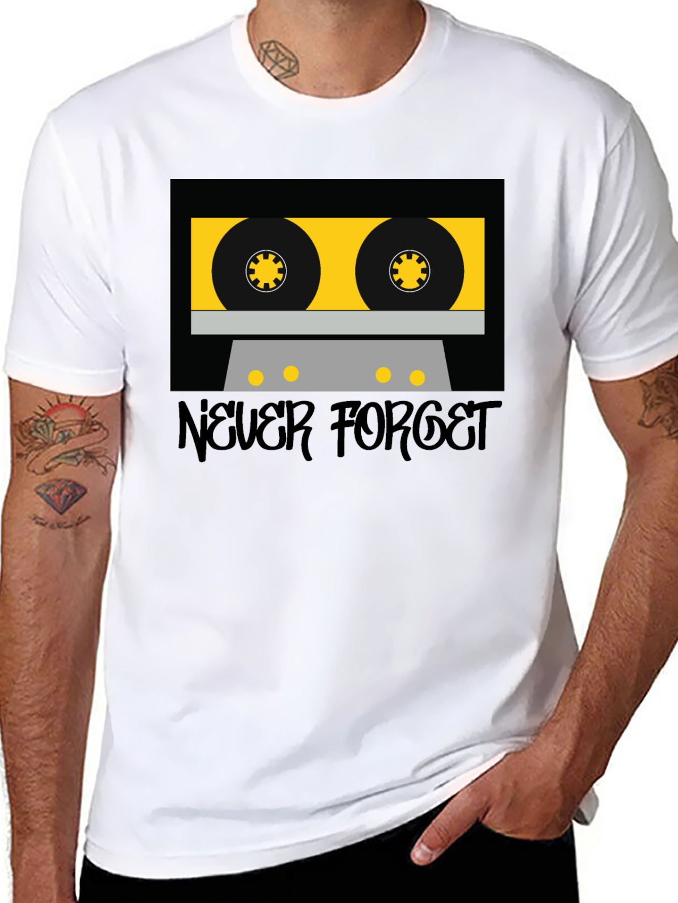 Black Retro Cassette Tape Graphic T-Shirt - Never Forget view 8